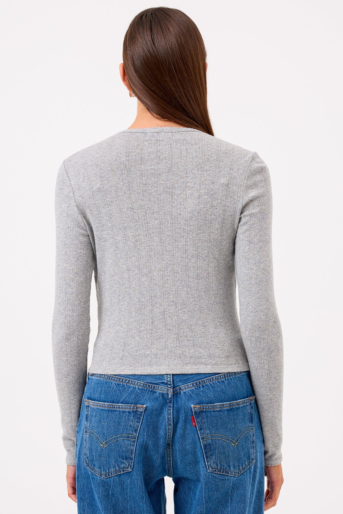 Pointelle Crop Cardigan - Goldie LeWinter #color_gray heather