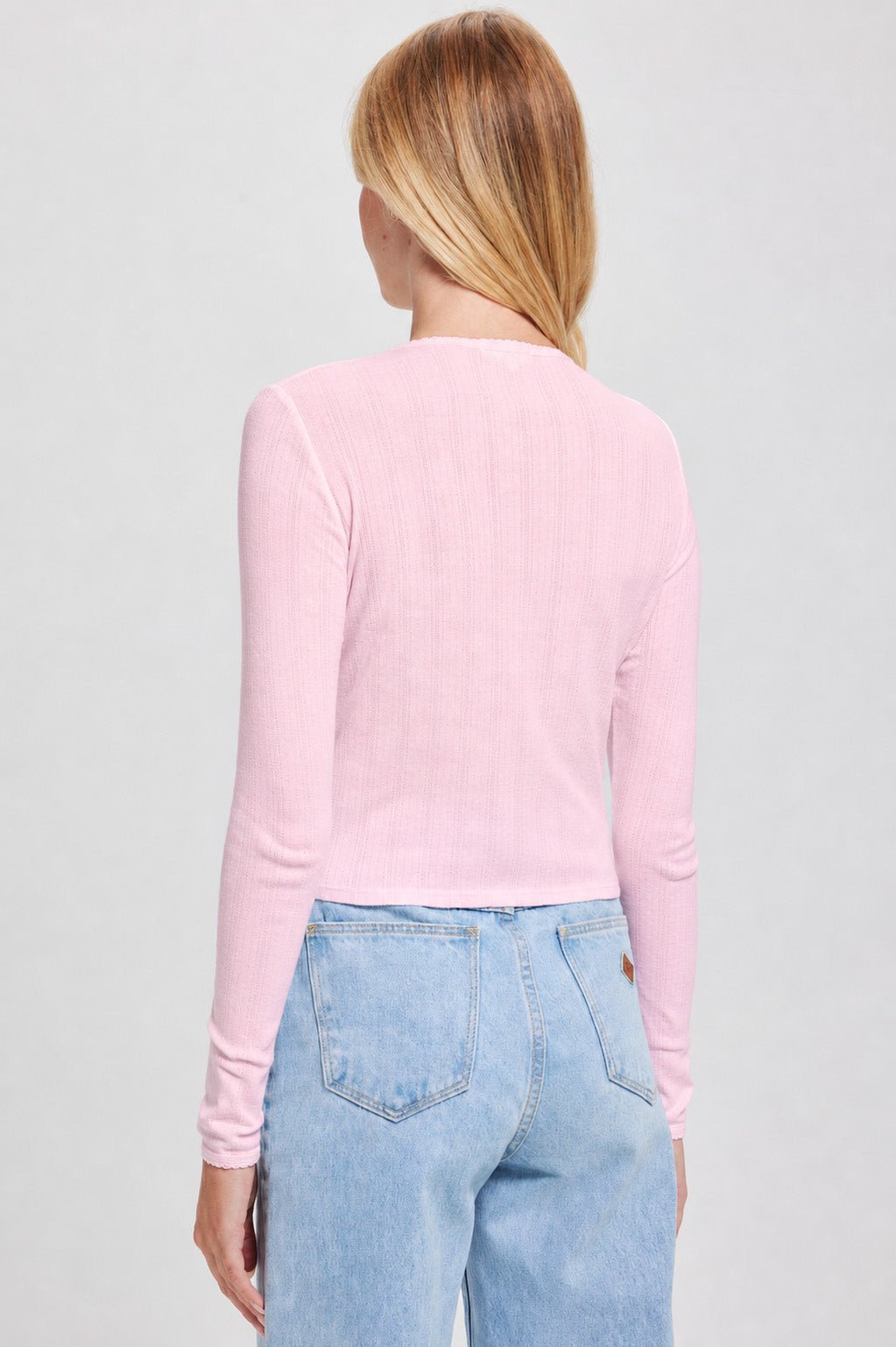 Pointelle Crop Cardigan - Goldie LeWinter #color_cherry blossom