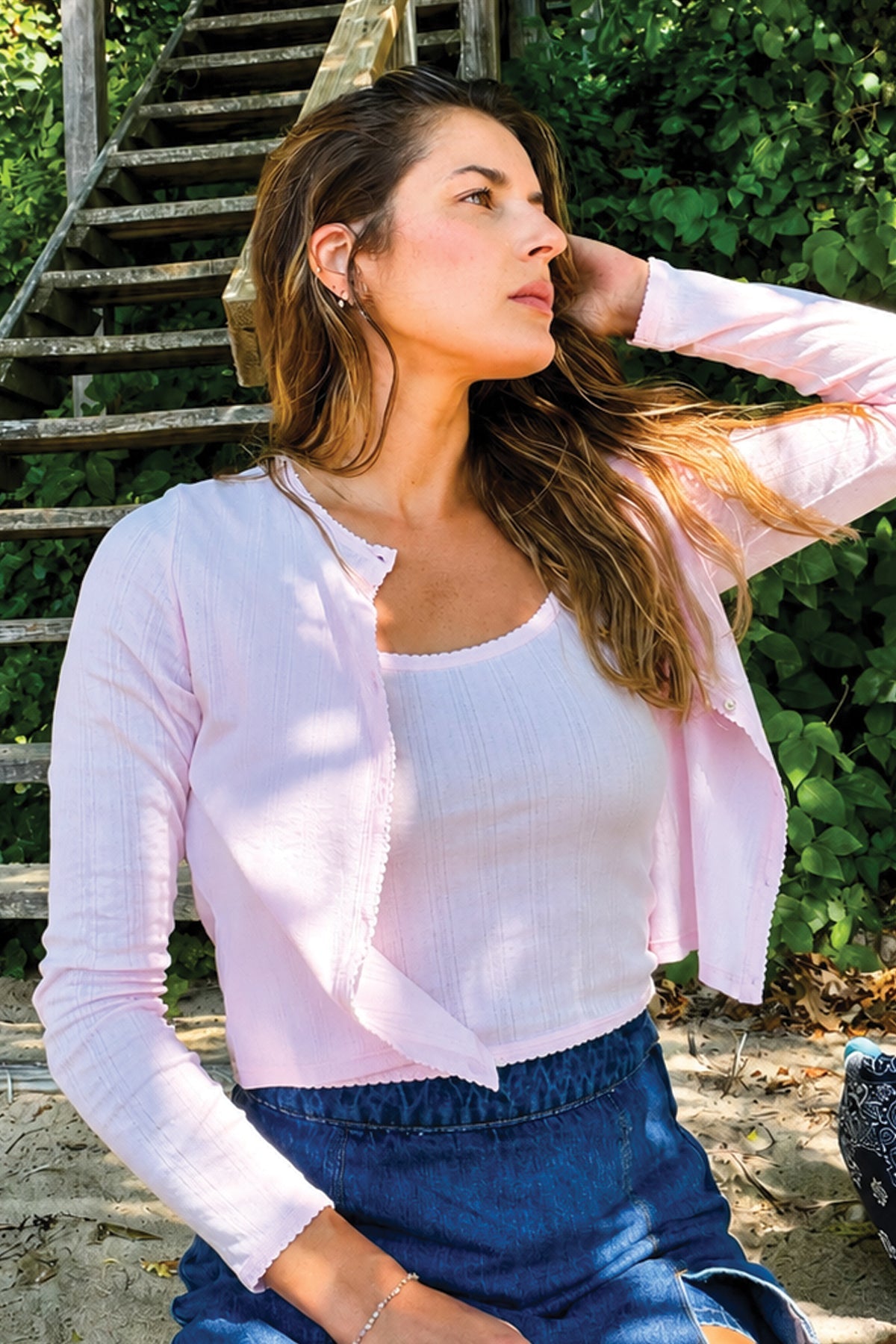 Pointelle Crop Cardigan - Goldie LeWinter #color_cherry blossom