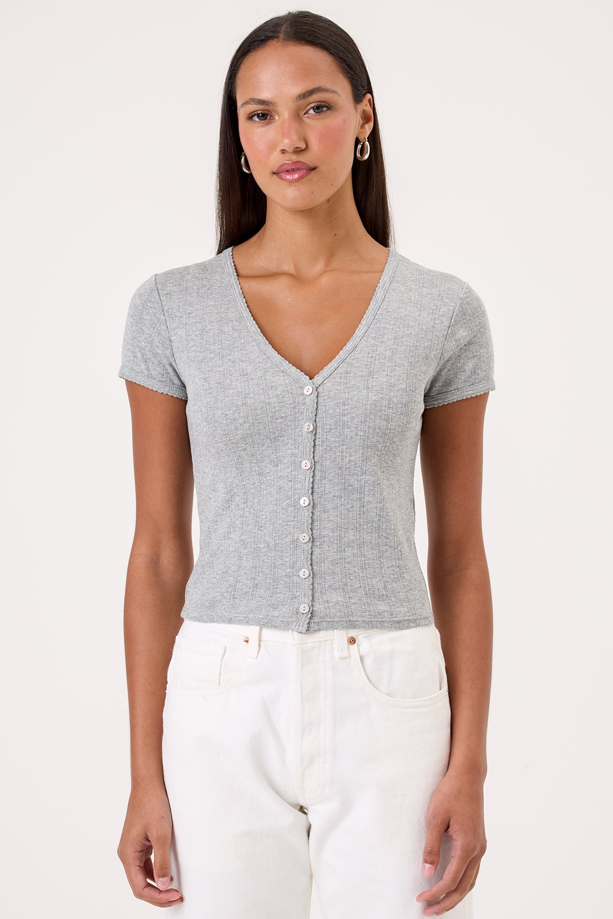 Ellie Cropped Cardigan - Goldie LeWinter #color_gray heather