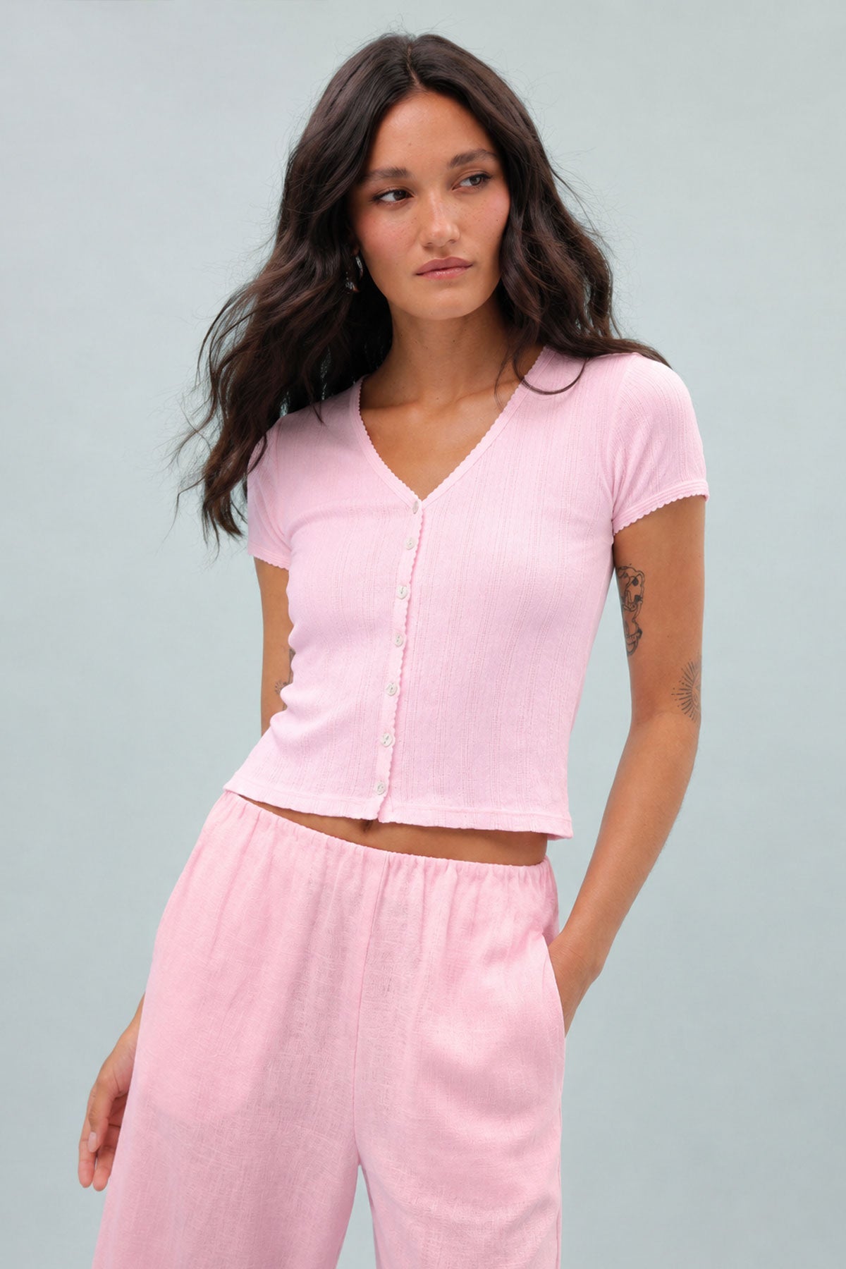 Ellie Cropped Cardigan - Goldie LeWinter #color_cherry blossom