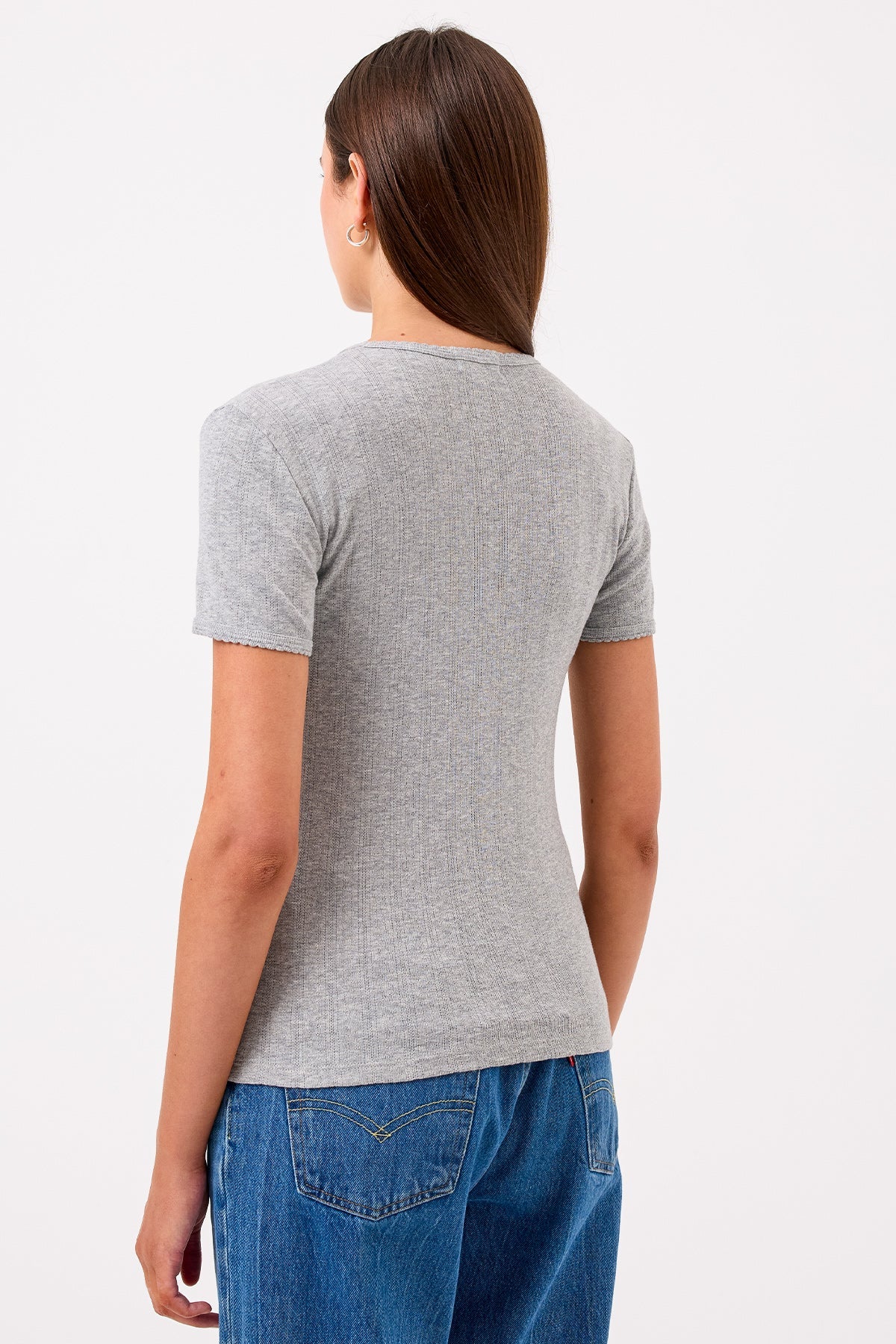 Pointelle Tee - Goldie LeWinter #color_gray heather