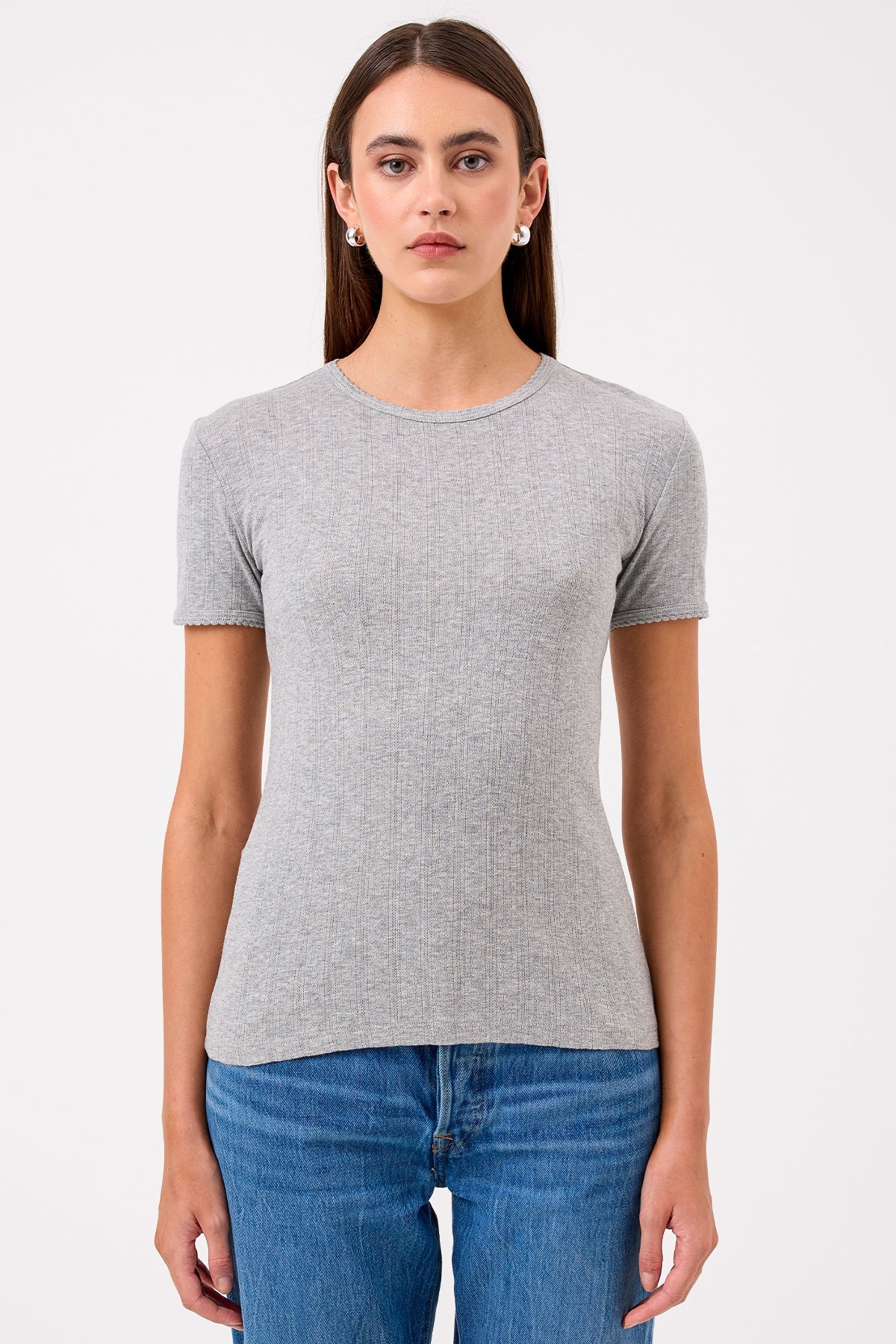 Pointelle Tee - Goldie LeWinter #color_gray heather
