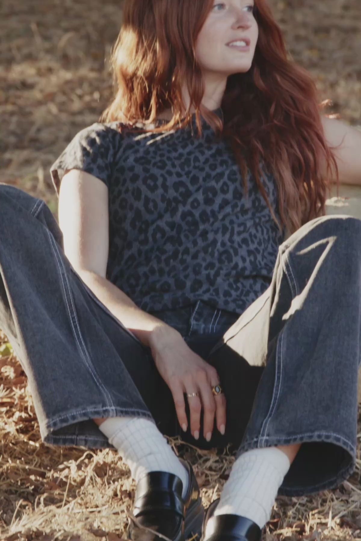 Fauve Ringer Tee - Goldie LeWinter #color_charcoal heather