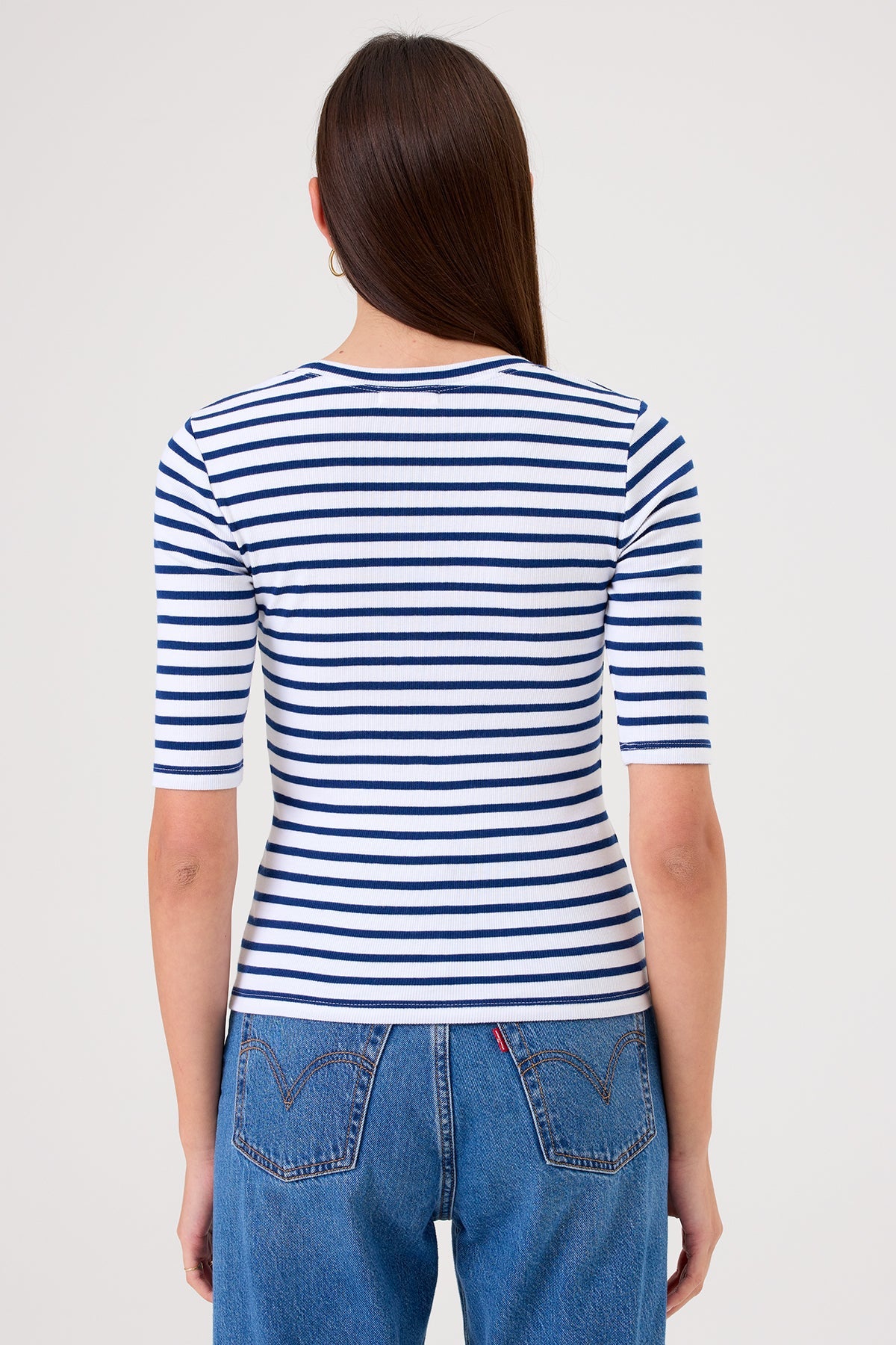 Rebecca Striped Half Sleeve Top - Goldie LeWinter #color_white / estate