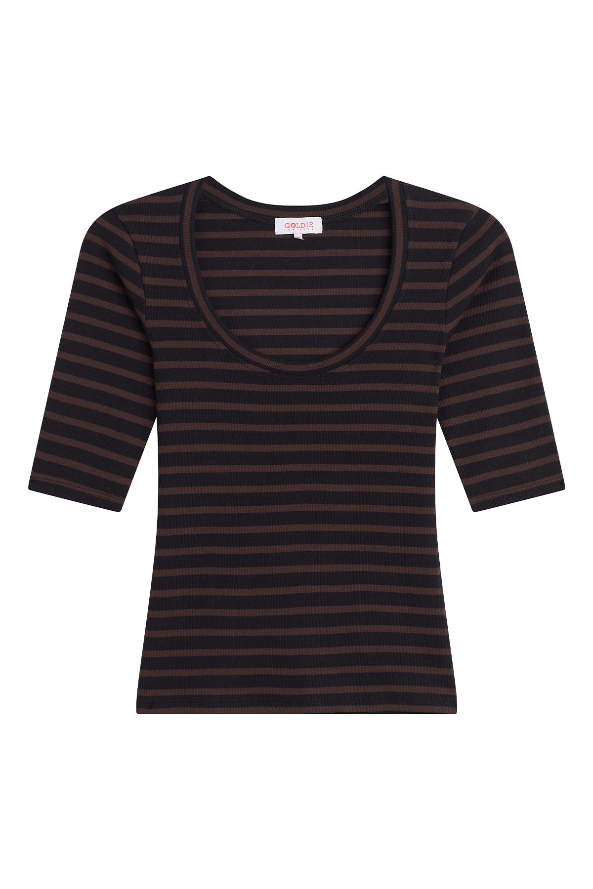 Rebecca Striped Half Sleeve Top - Goldie LeWinter #color_coffee - limited edition