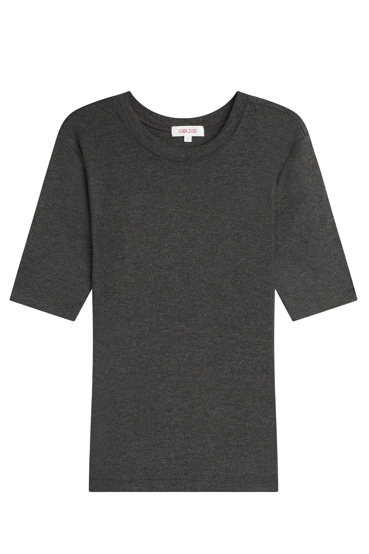 Ribbed Half Sleeve Tee - Goldie LeWinter #color_charcoal heather