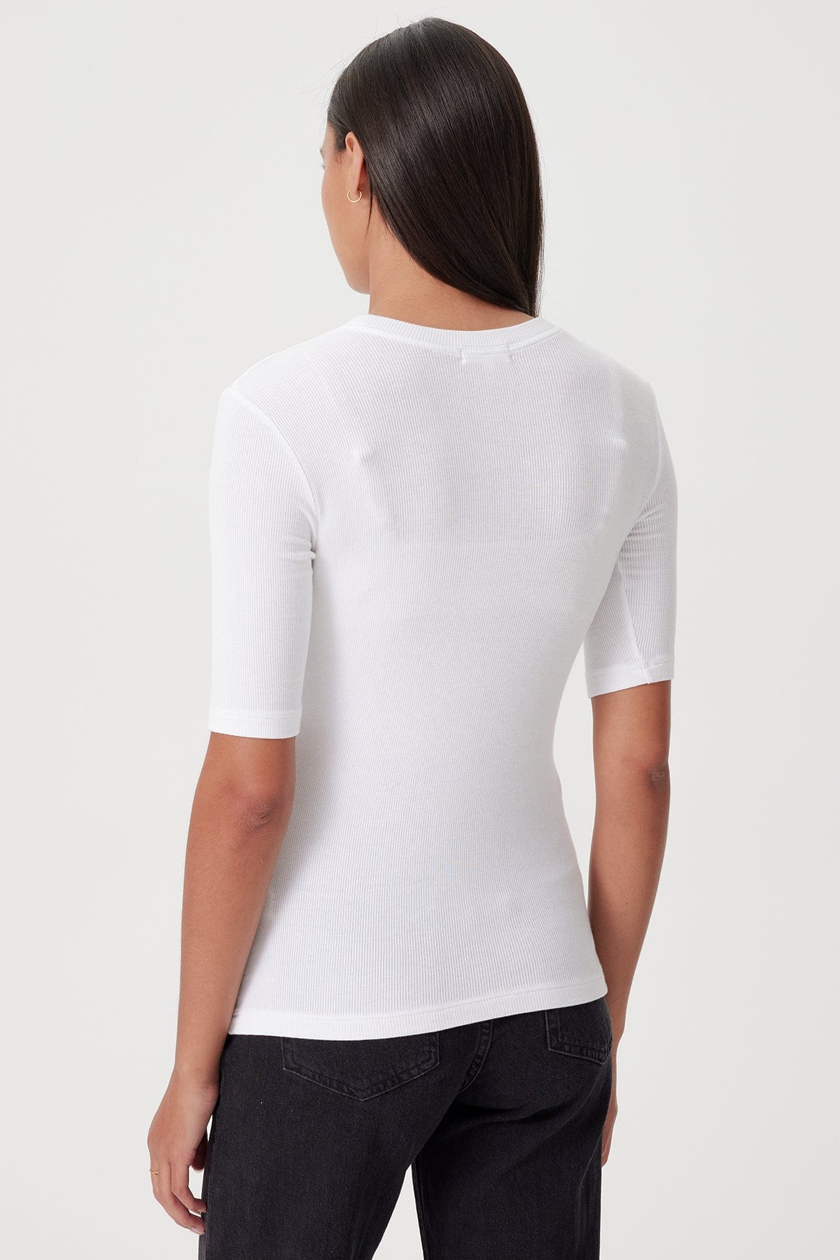 Ribbed Half Sleeve Tee - Goldie LeWinter #color_white