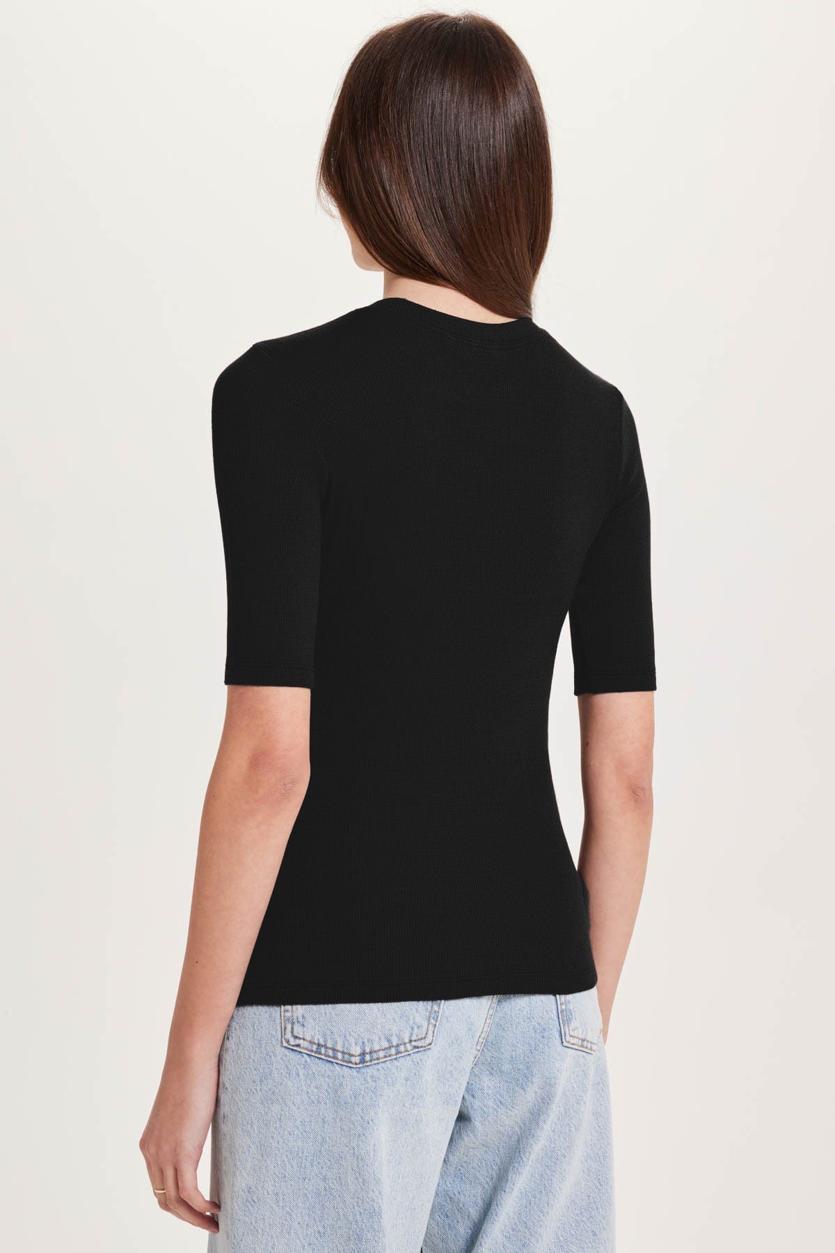 Ribbed Half Sleeve Tee - Goldie LeWinter #color_black