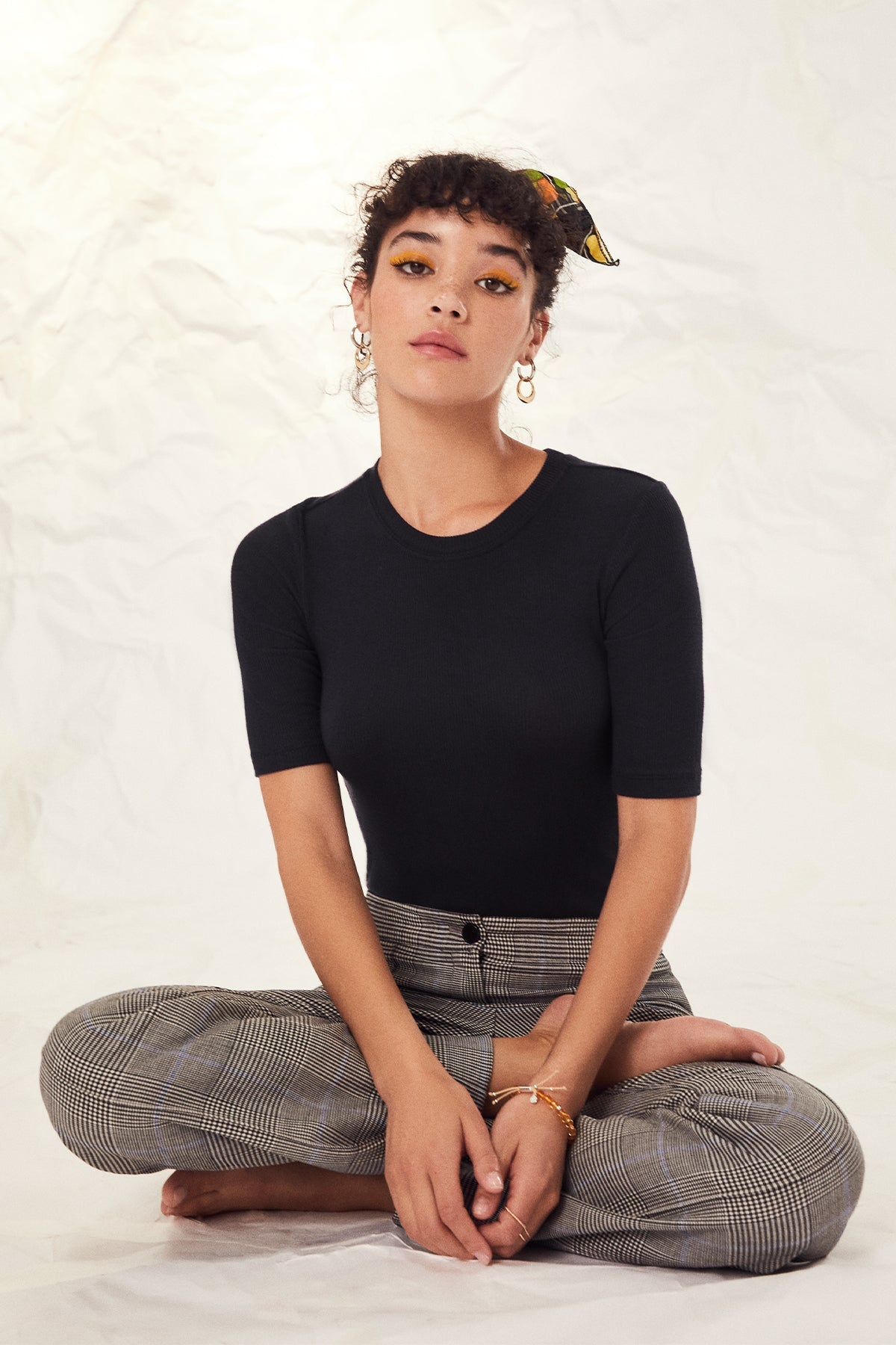 Ribbed Half Sleeve Tee - Goldie LeWinter #color_black