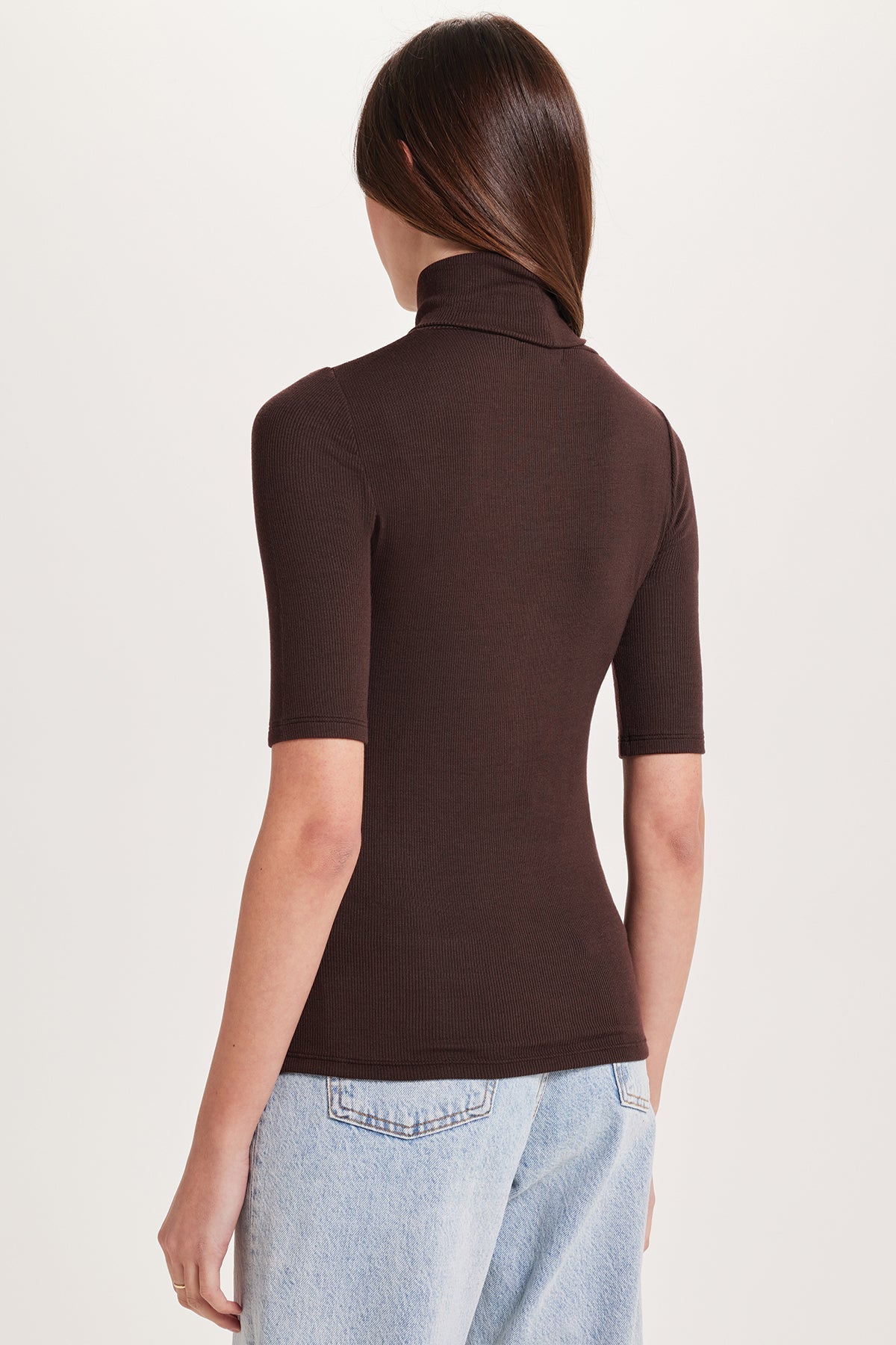 Ribbed Half-Sleeved Turtleneck - Goldie LeWinter #color_coffee - limited edition