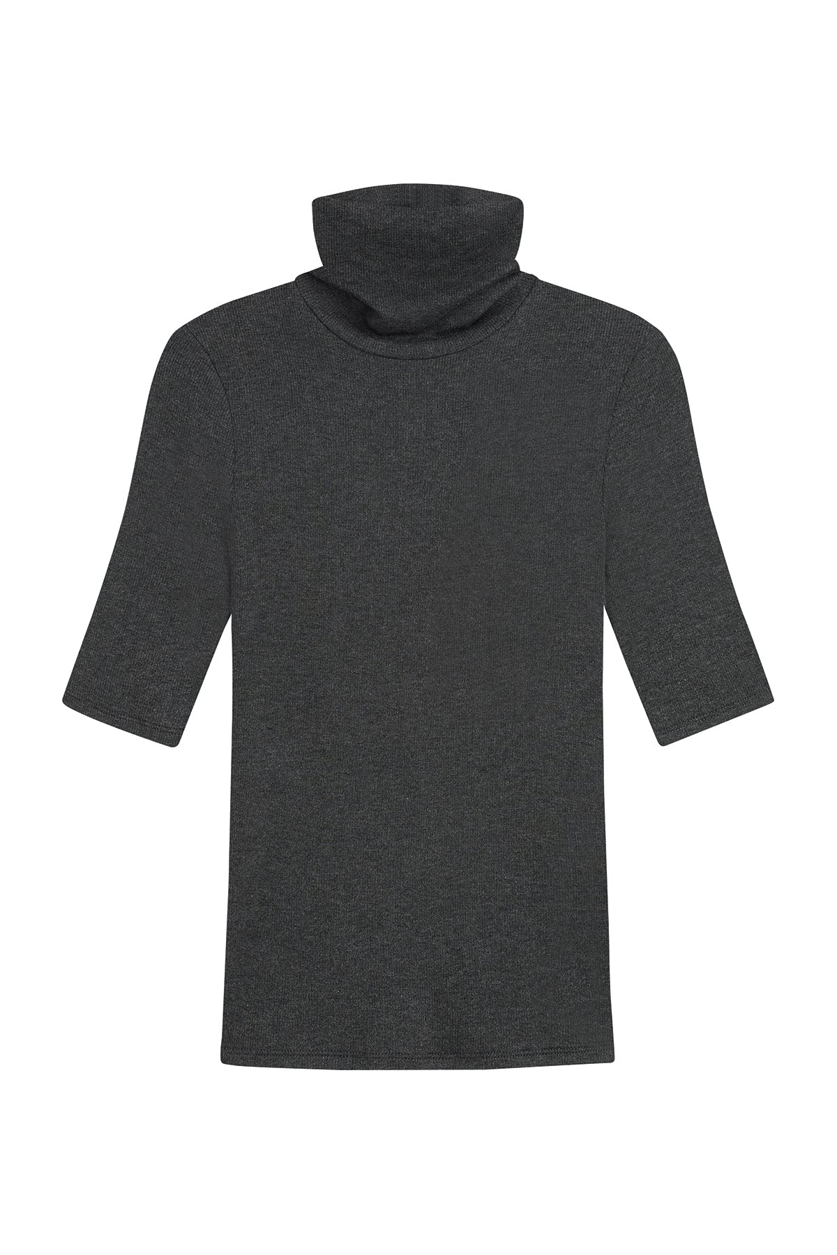 Ribbed Half-Sleeved Turtleneck - Goldie LeWinter #color_charcoal heather