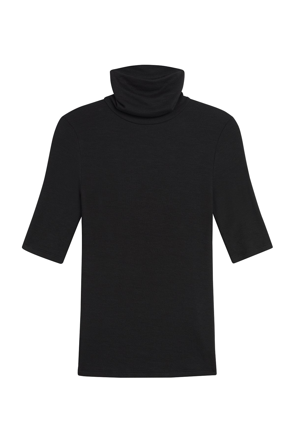 Ribbed Half-Sleeved Turtleneck - Goldie LeWinter #color_black