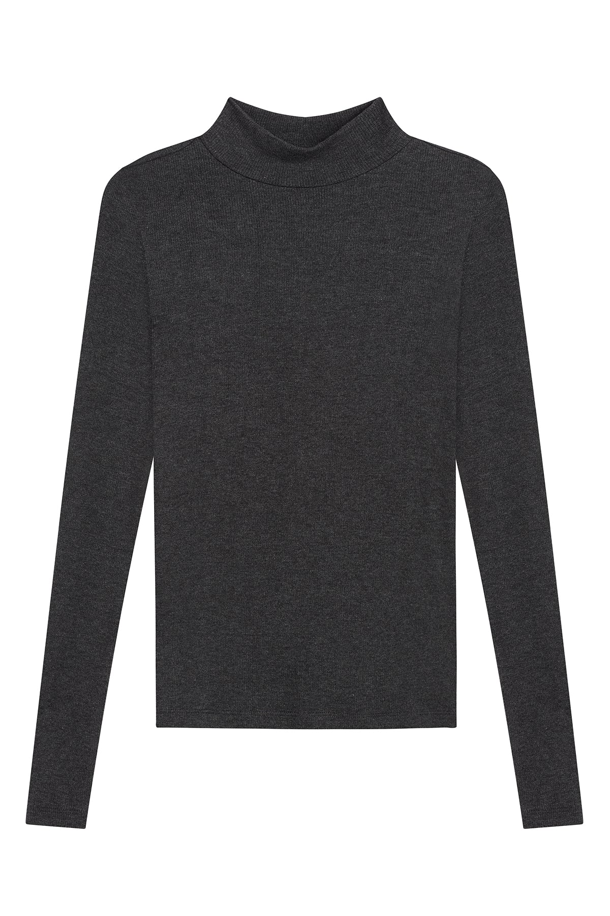 Ribbed Long Sleeve Mock Tee - Goldie LeWinter #color_charcoal heather