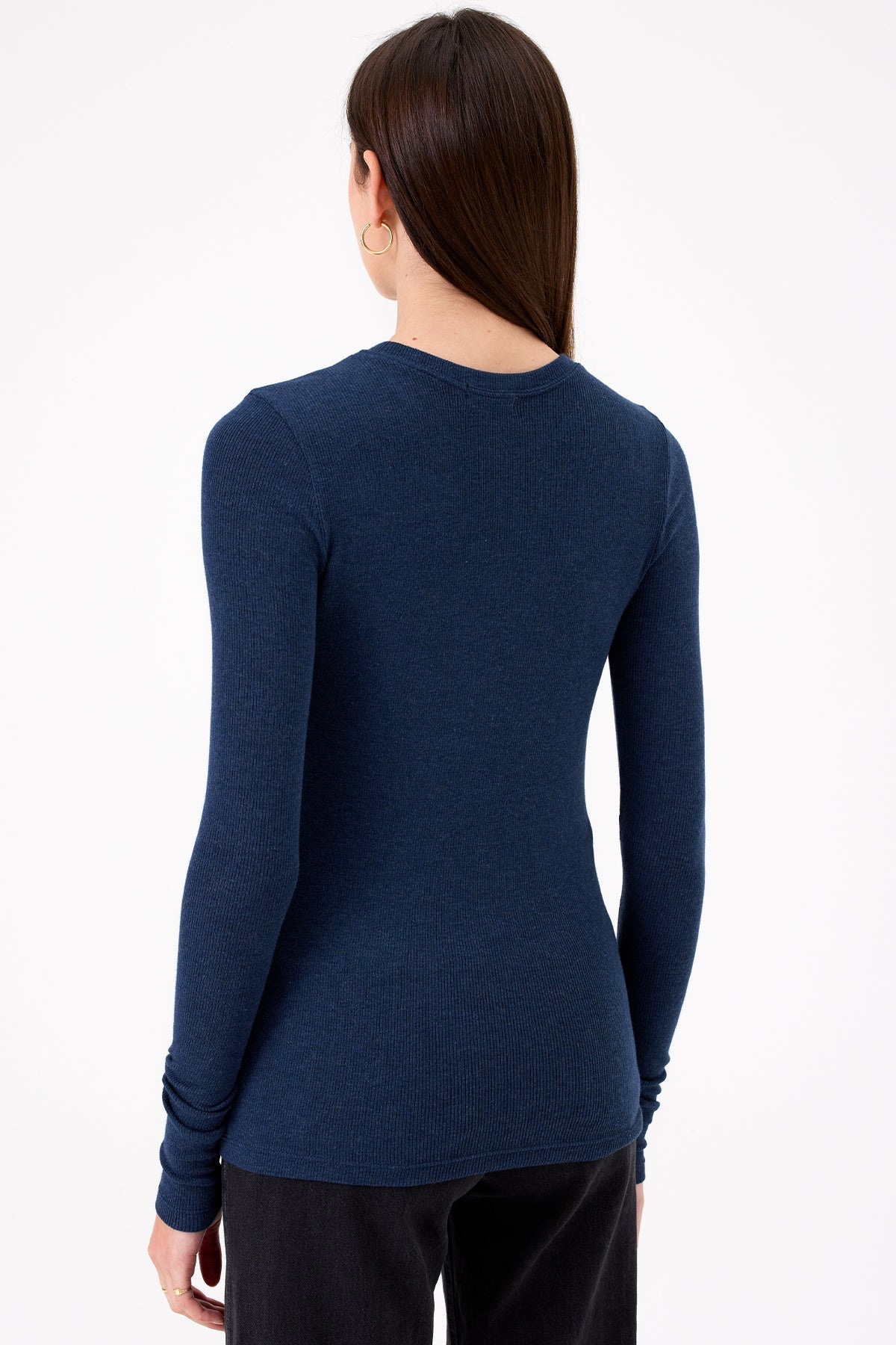 Ribbed Long Sleeve Tee - Goldie LeWinter #color_navy heather - limited edition