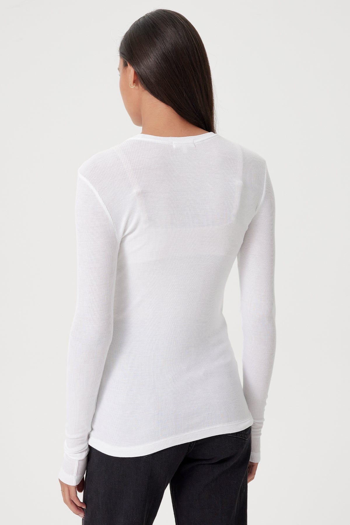 Ribbed Long Sleeve Tee - Goldie LeWinter#color_white