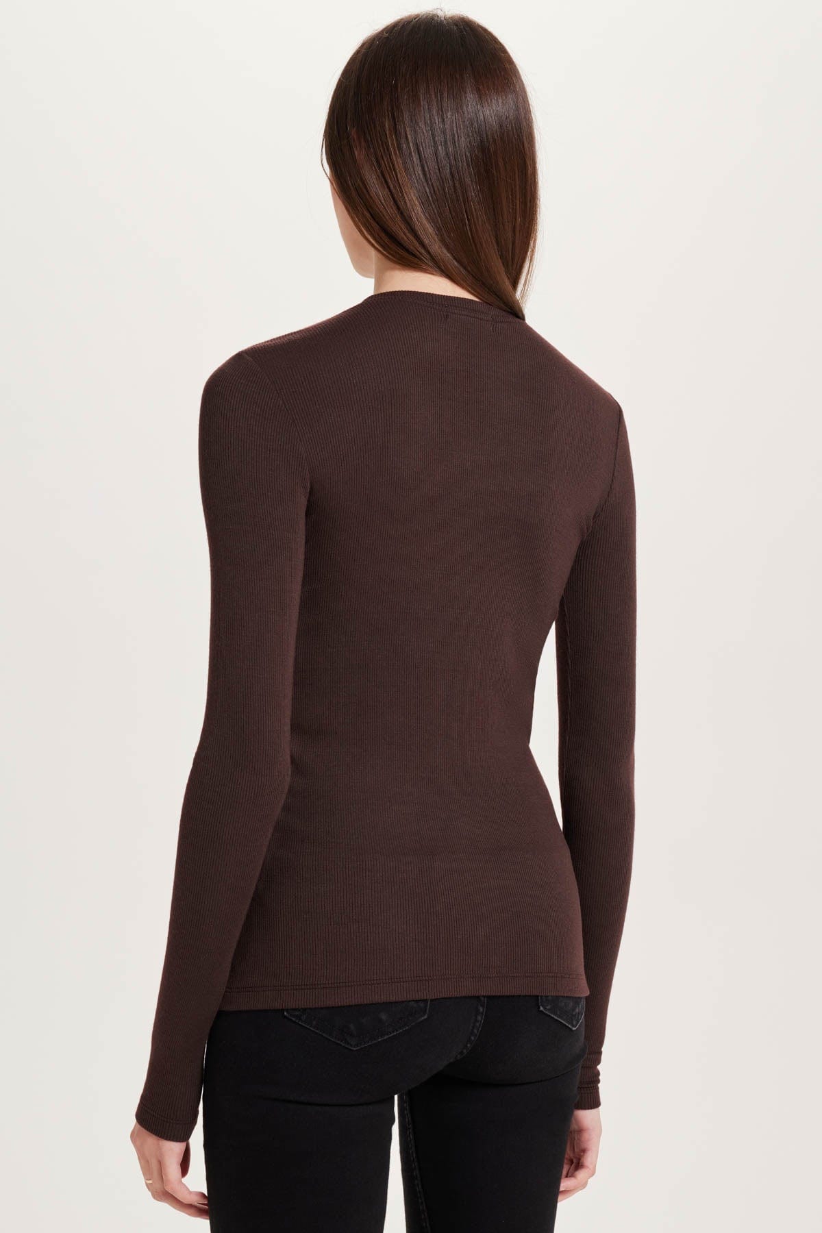 Ribbed Long Sleeve Tee - Goldie LeWinter #color_coffee - limited edition