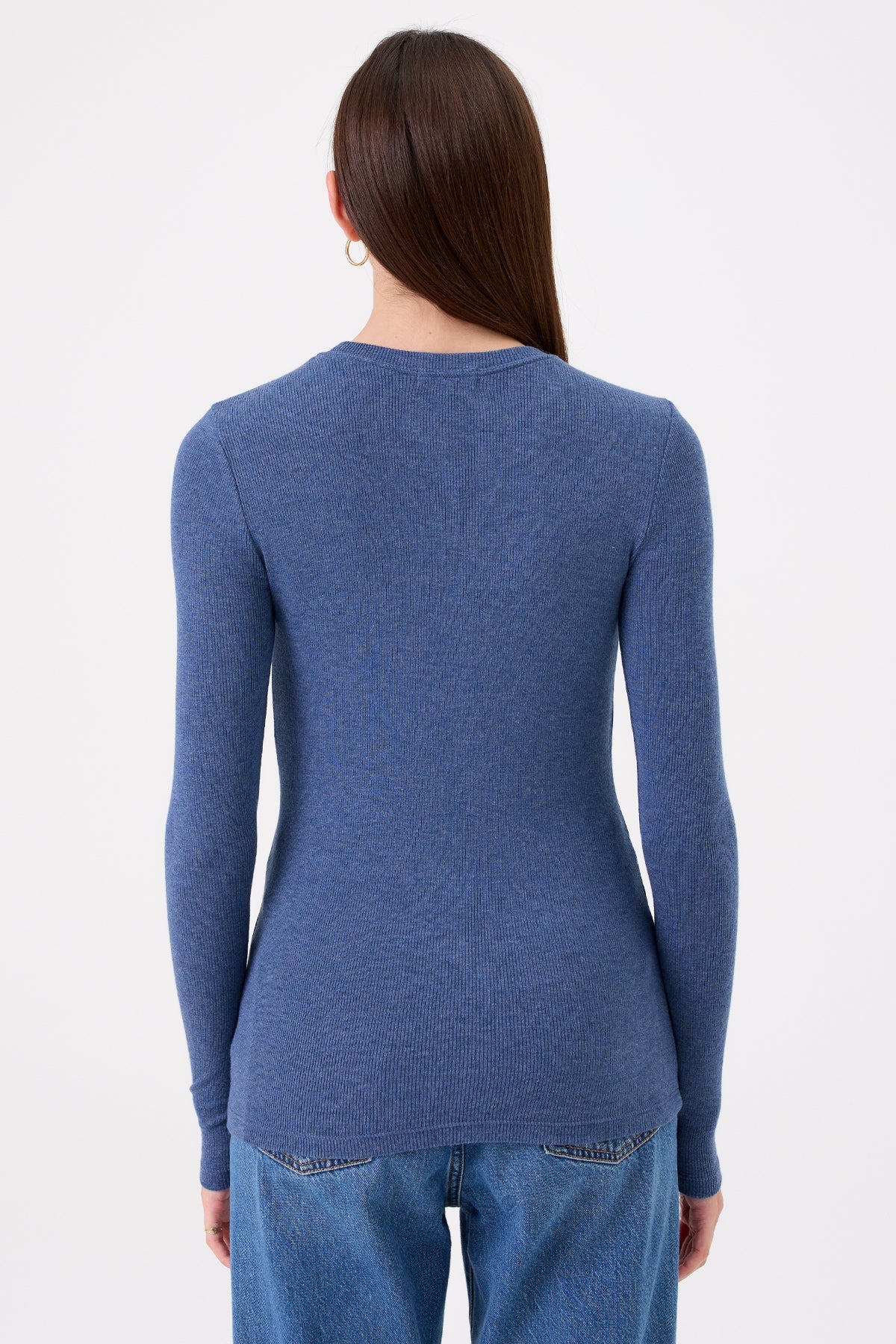 Ribbed Long Sleeve Tee - Goldie LeWinter#color_denim heather - limited edition