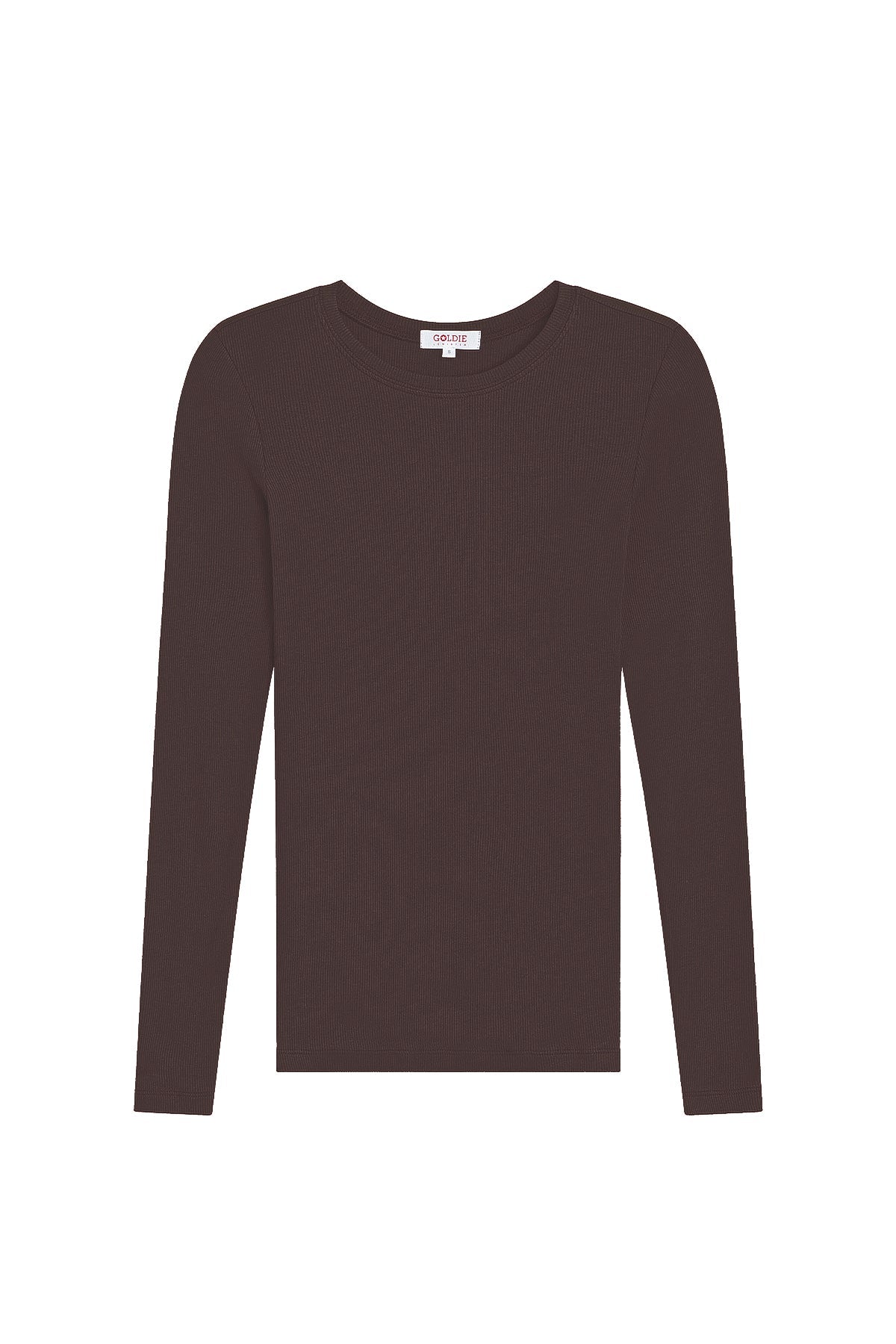 Ribbed Long Sleeve Tee - Goldie LeWinter #color_coffee - limited edition