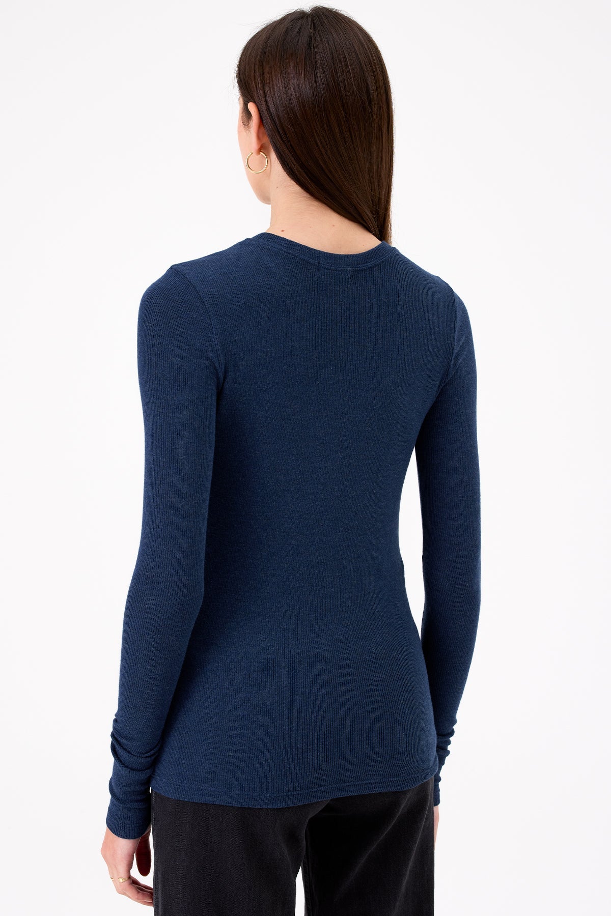 Ribbed Long Sleeve Tee - Goldie LeWinter#color_navy heather - limited edition