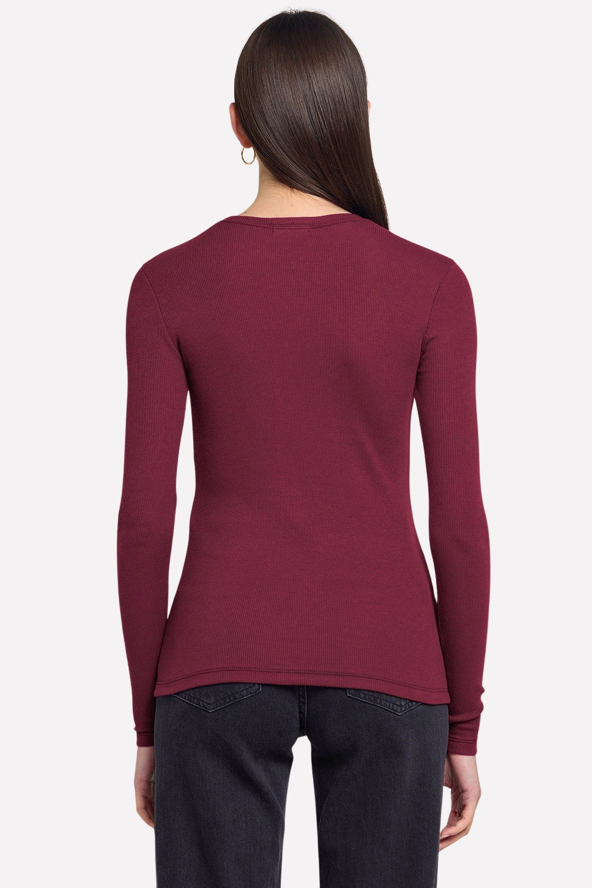 Ribbed Long Sleeve Tee - Goldie LeWinter #color_bordeaux - limited edition