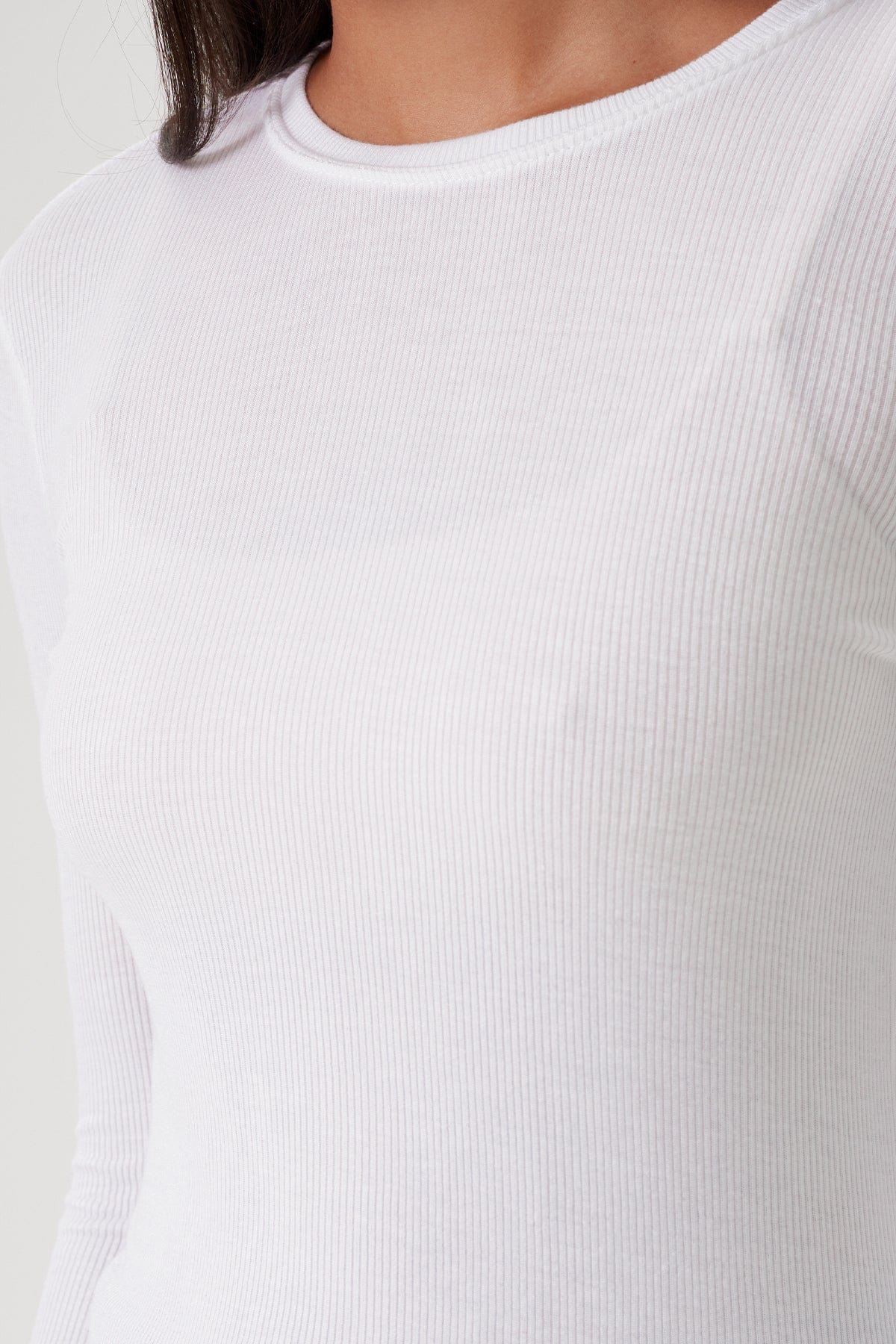 Ribbed Long Sleeve Tee - Goldie LeWinter#color_white