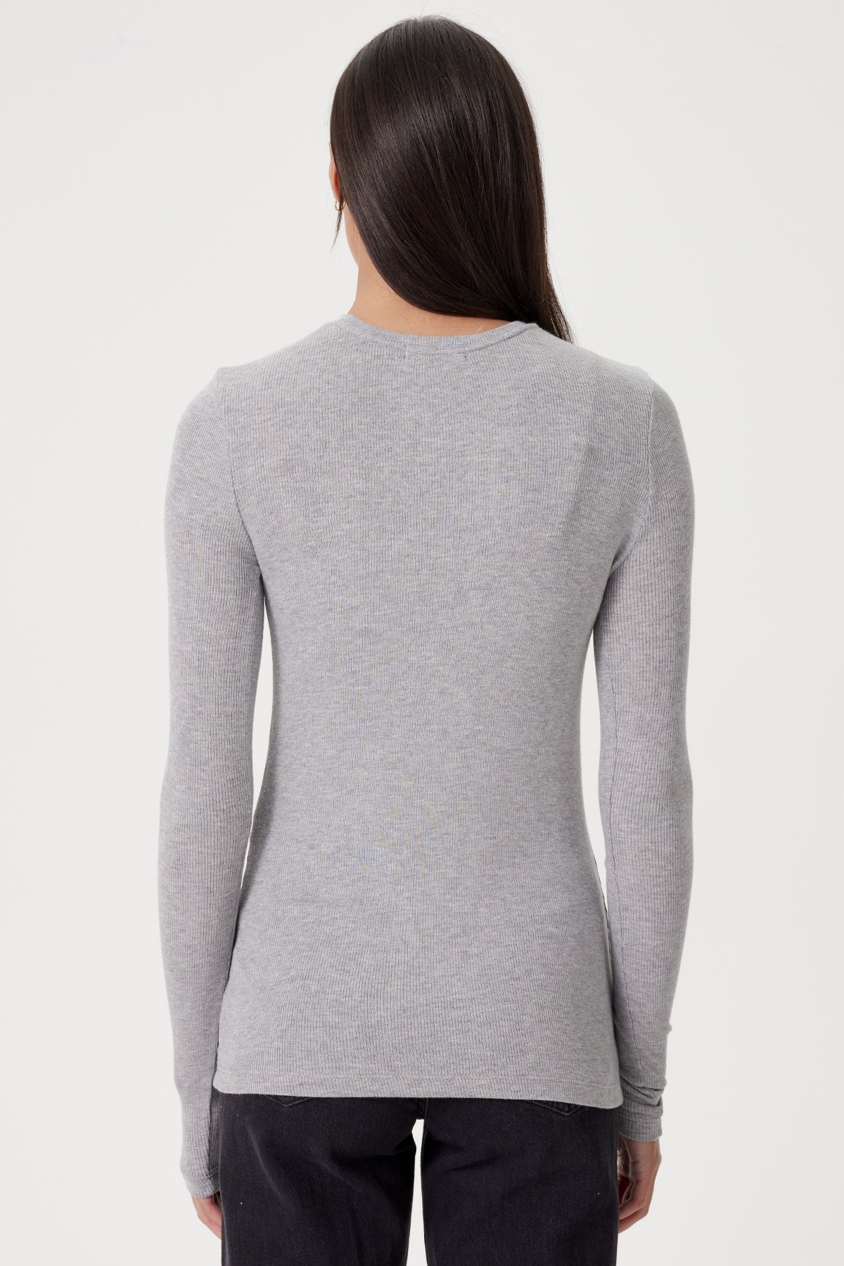 Ribbed Long Sleeve Tee - Goldie LeWinter #color_gray heather
