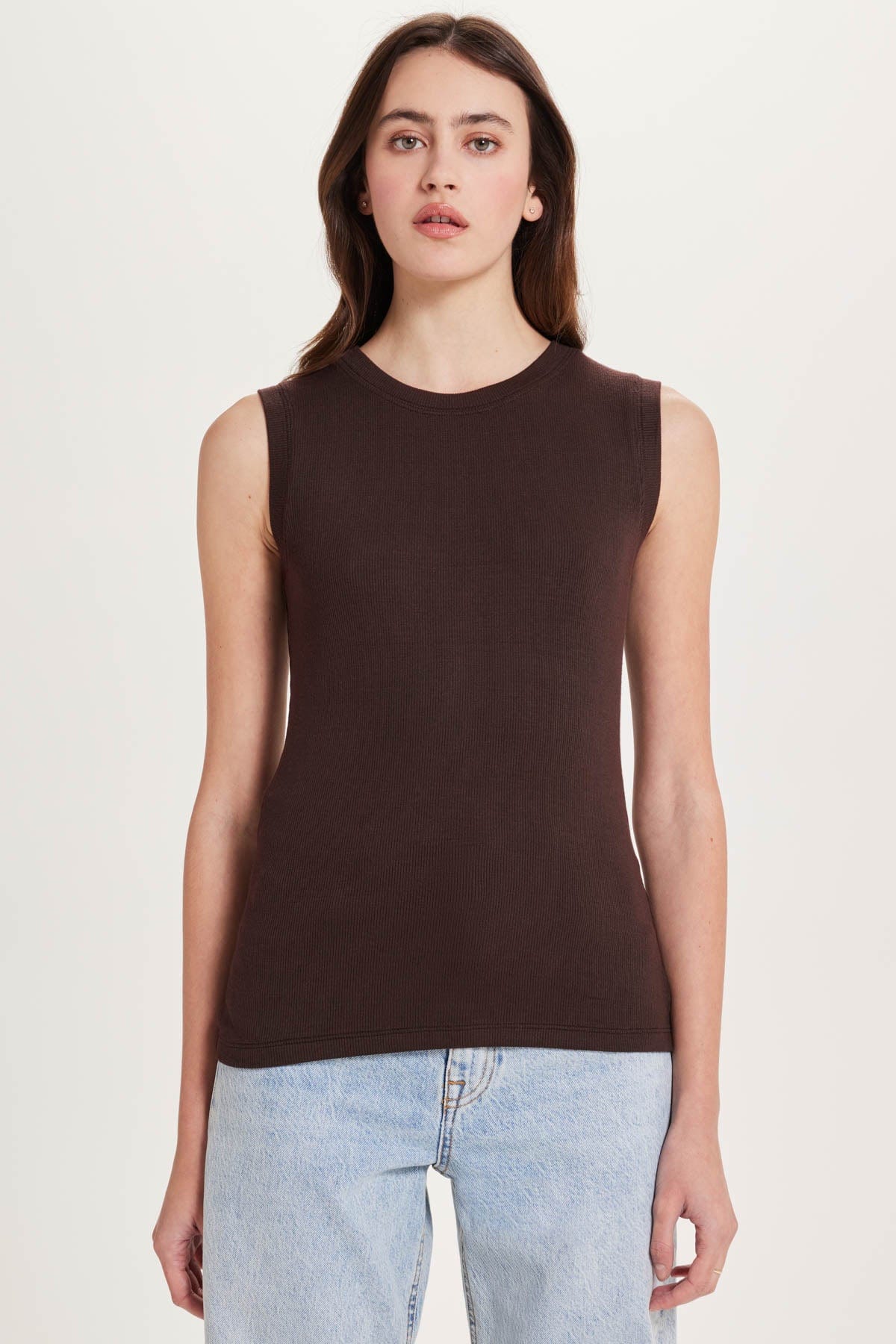 Ribbed Sleeveless Tee - Goldie LeWinter #color_coffee - limited edition