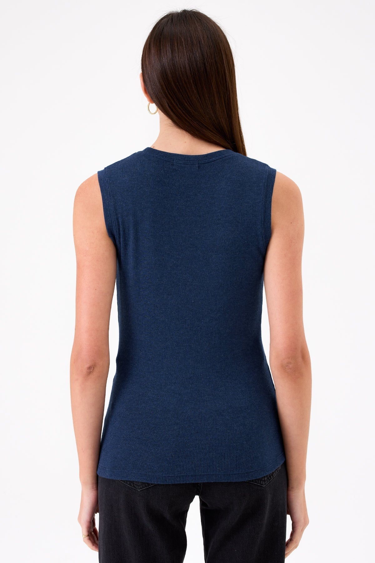 Ribbed Sleeveless Tee - Goldie LeWinter #color_navy heather - limited edition