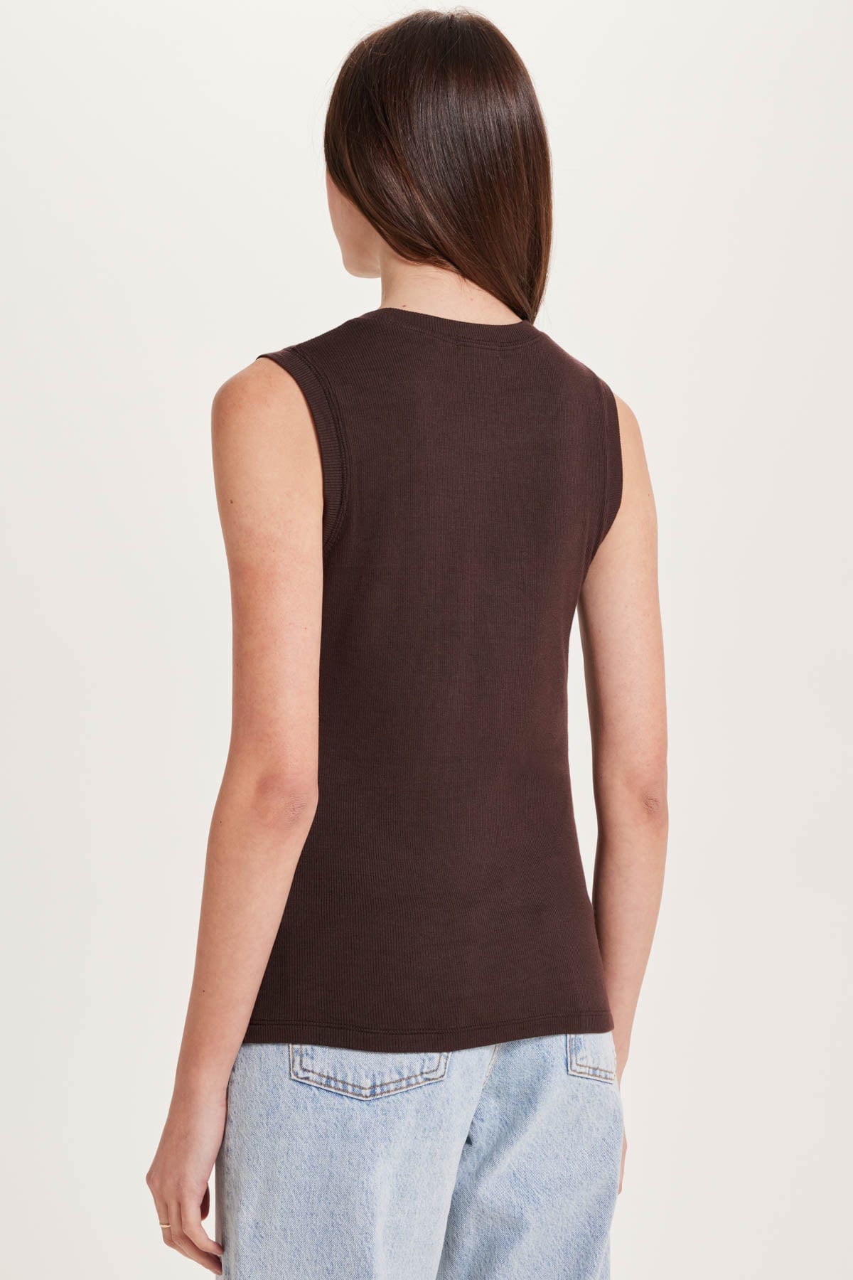 Ribbed Sleeveless Tee - Goldie LeWinter #color_coffee - limited edition