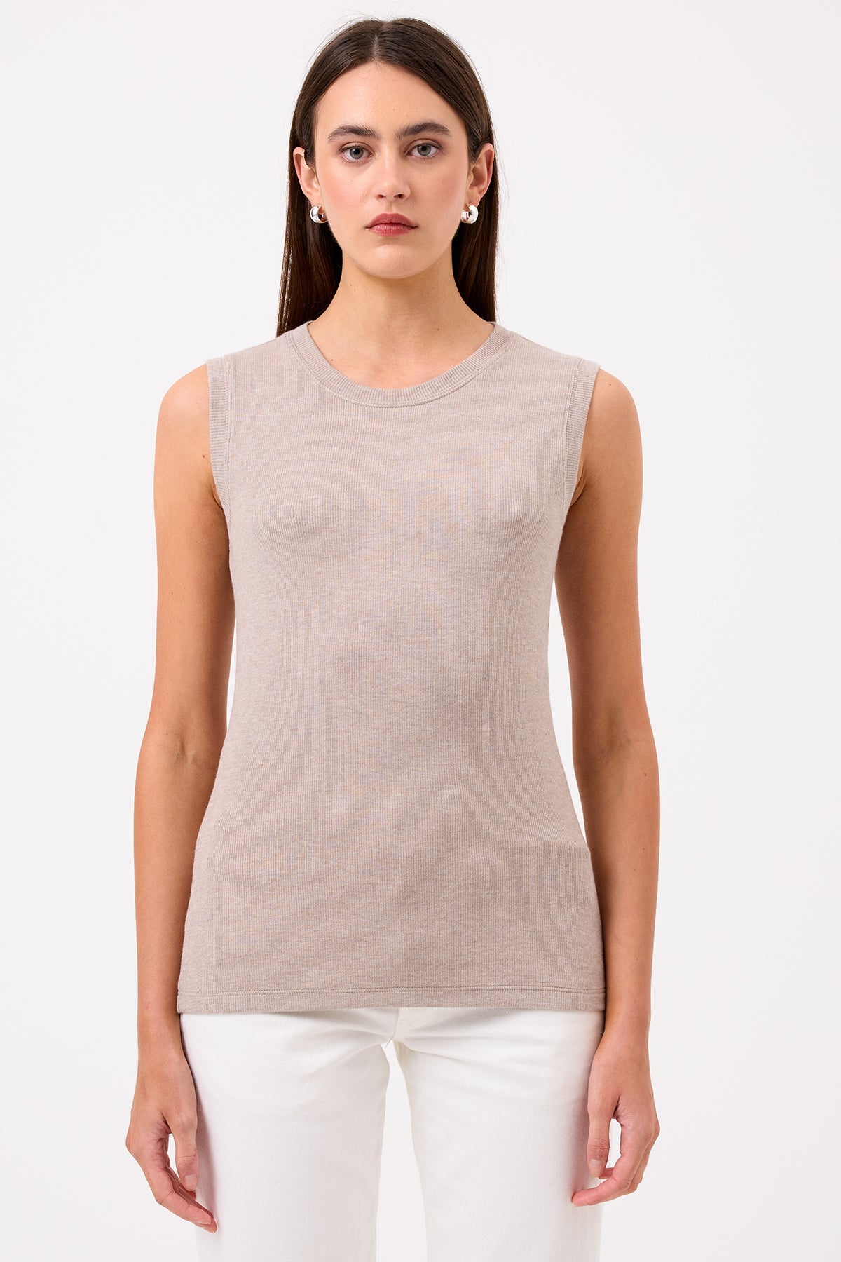 Ribbed Sleeveless Tee - Goldie LeWinter #color_oatmeal - limited edition