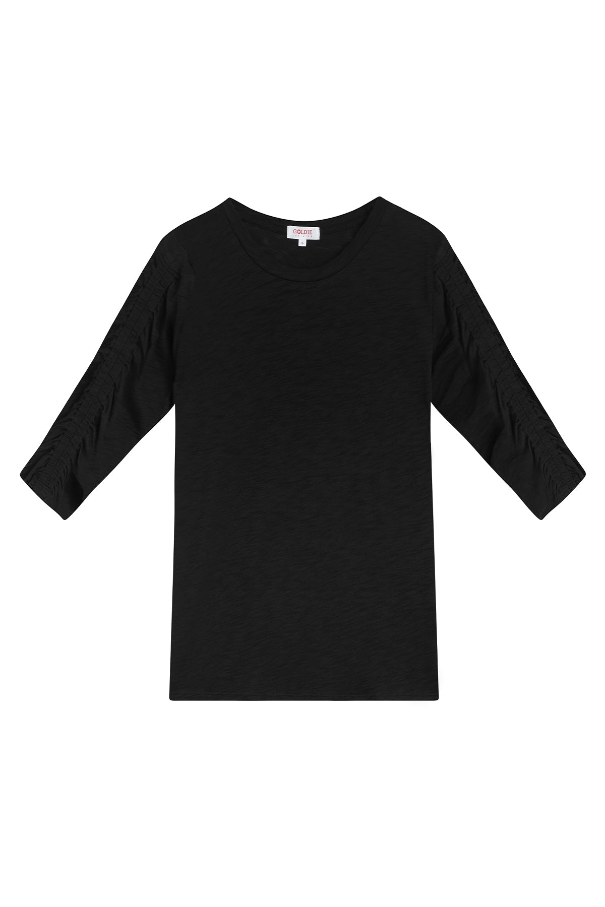 Ruched Half Sleeve Tee - Goldie LeWinter #color_black