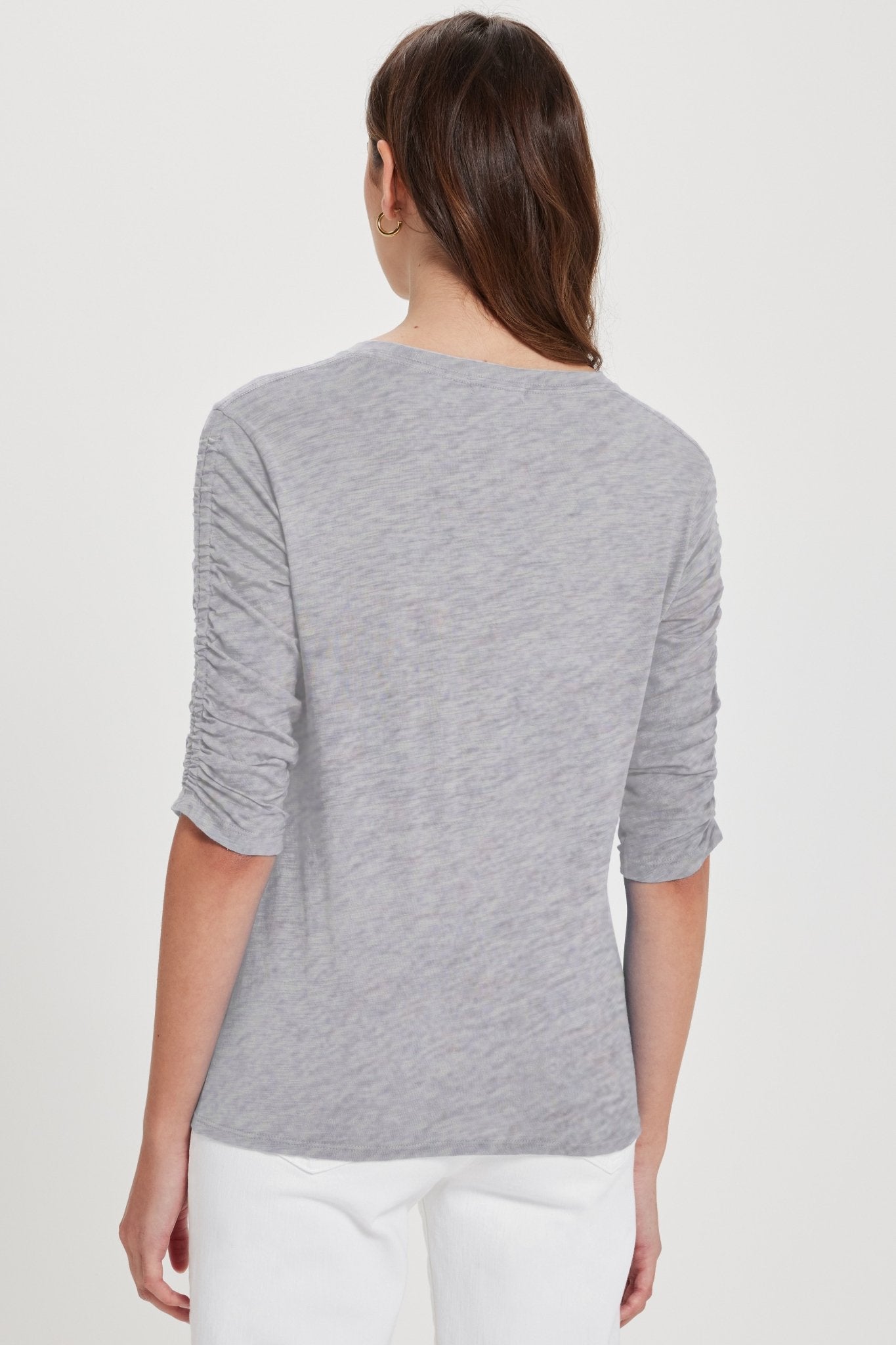 Ruched Half Sleeve Tee - Goldie LeWinter #color_gray heather