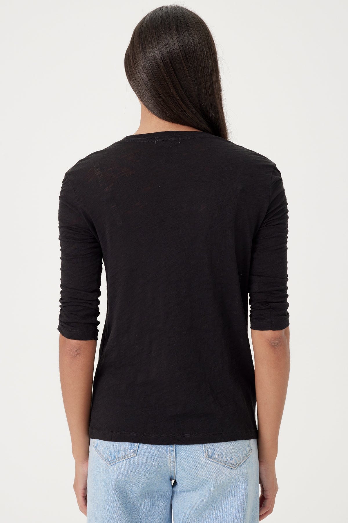Ruched Half Sleeve Tee - Goldie LeWinter #color_black