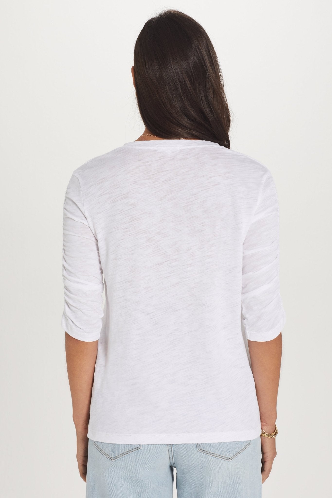 Ruched Half Sleeve Tee - Goldie LeWinter #color_white