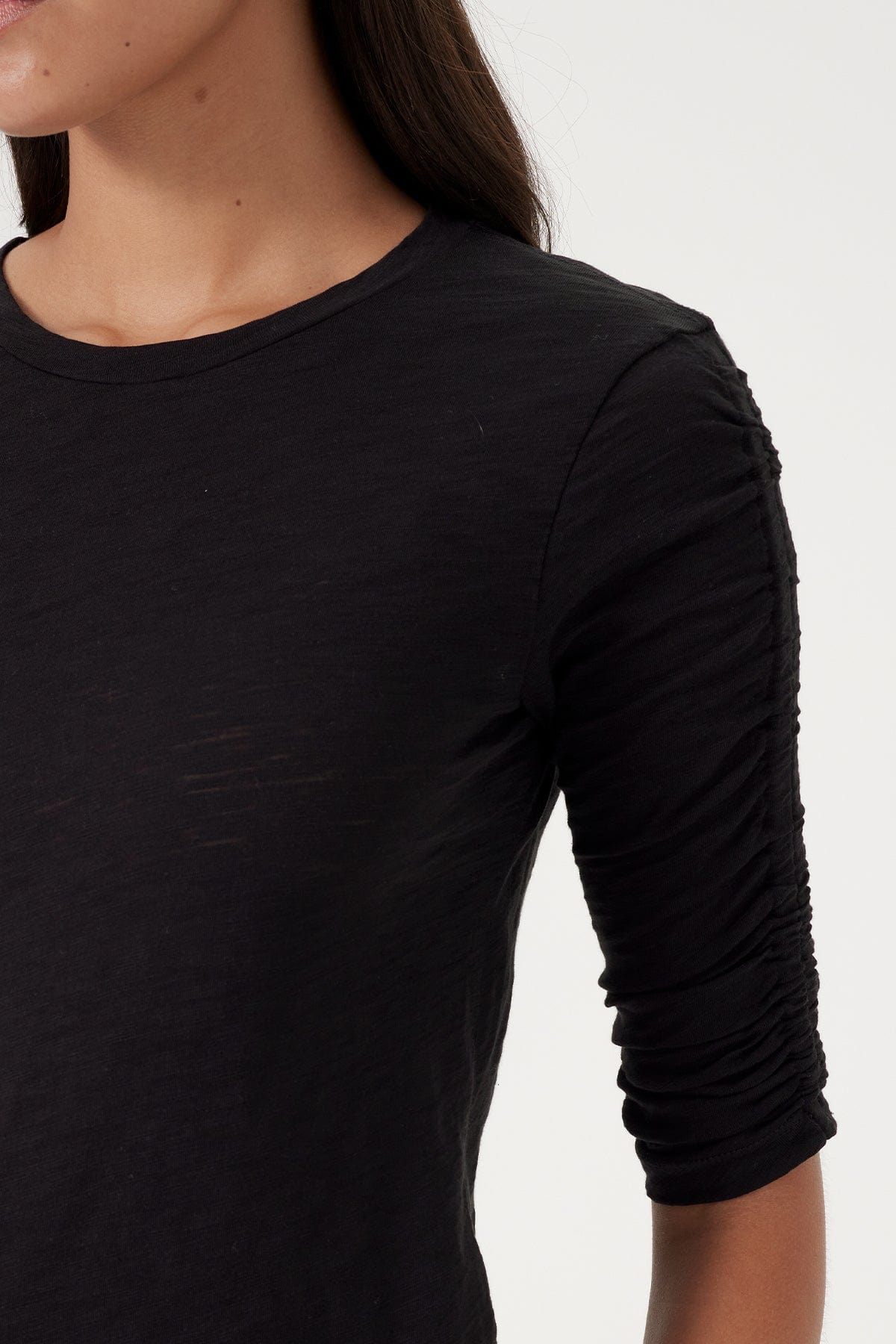 Ruched Half Sleeve Tee - Goldie LeWinter #color_black
