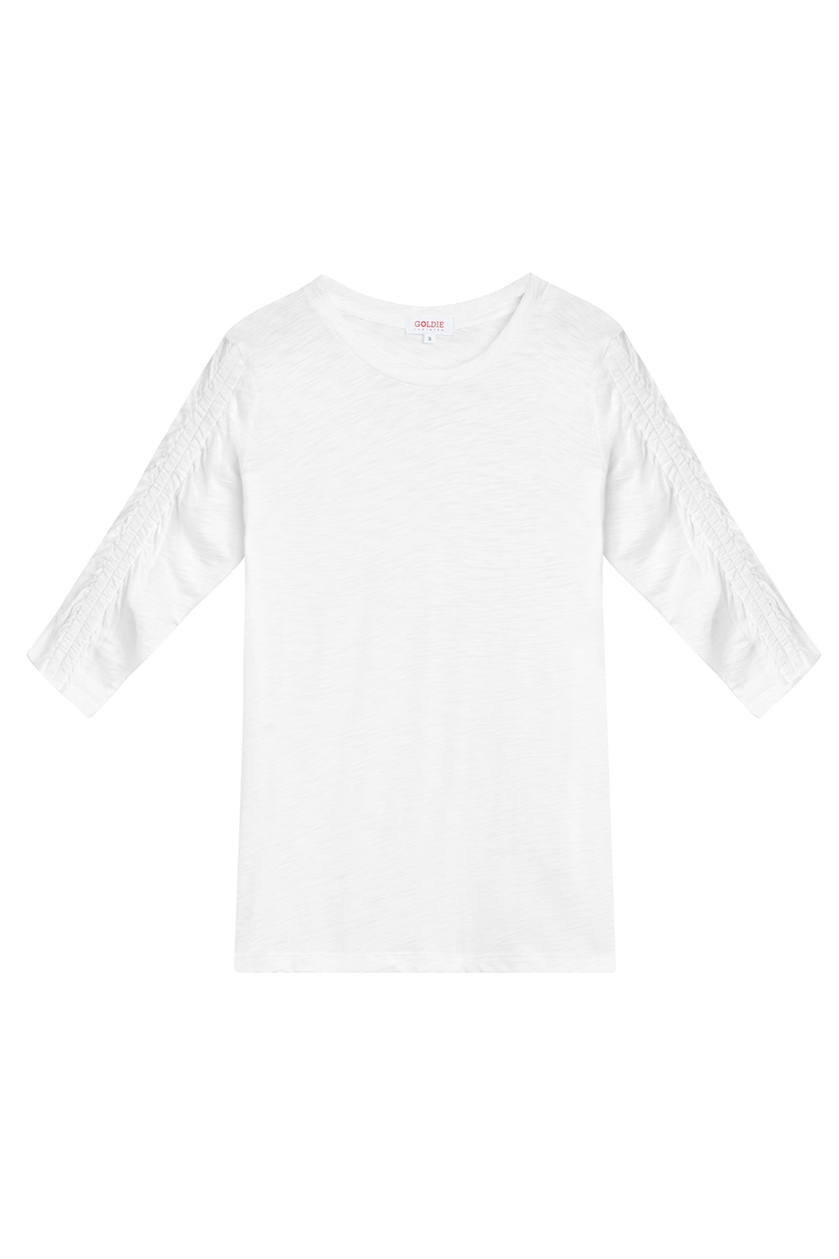 Ruched Half Sleeve Tee - Goldie LeWinter #color_white