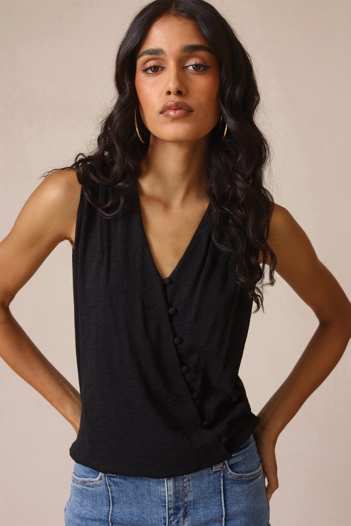 Sabina Surplice Shell - Goldie LeWinter #color_black