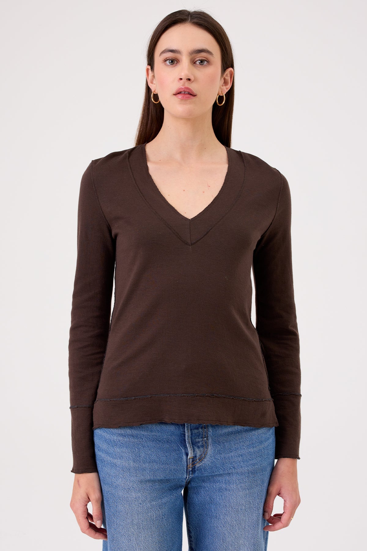 Serena V Neck Pullover - Goldie LeWinter #color_coffee - limited edition