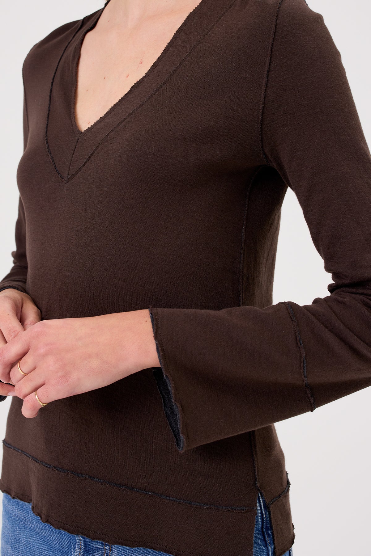 Serena V Neck Pullover - Goldie LeWinter #color_coffee - limited edition