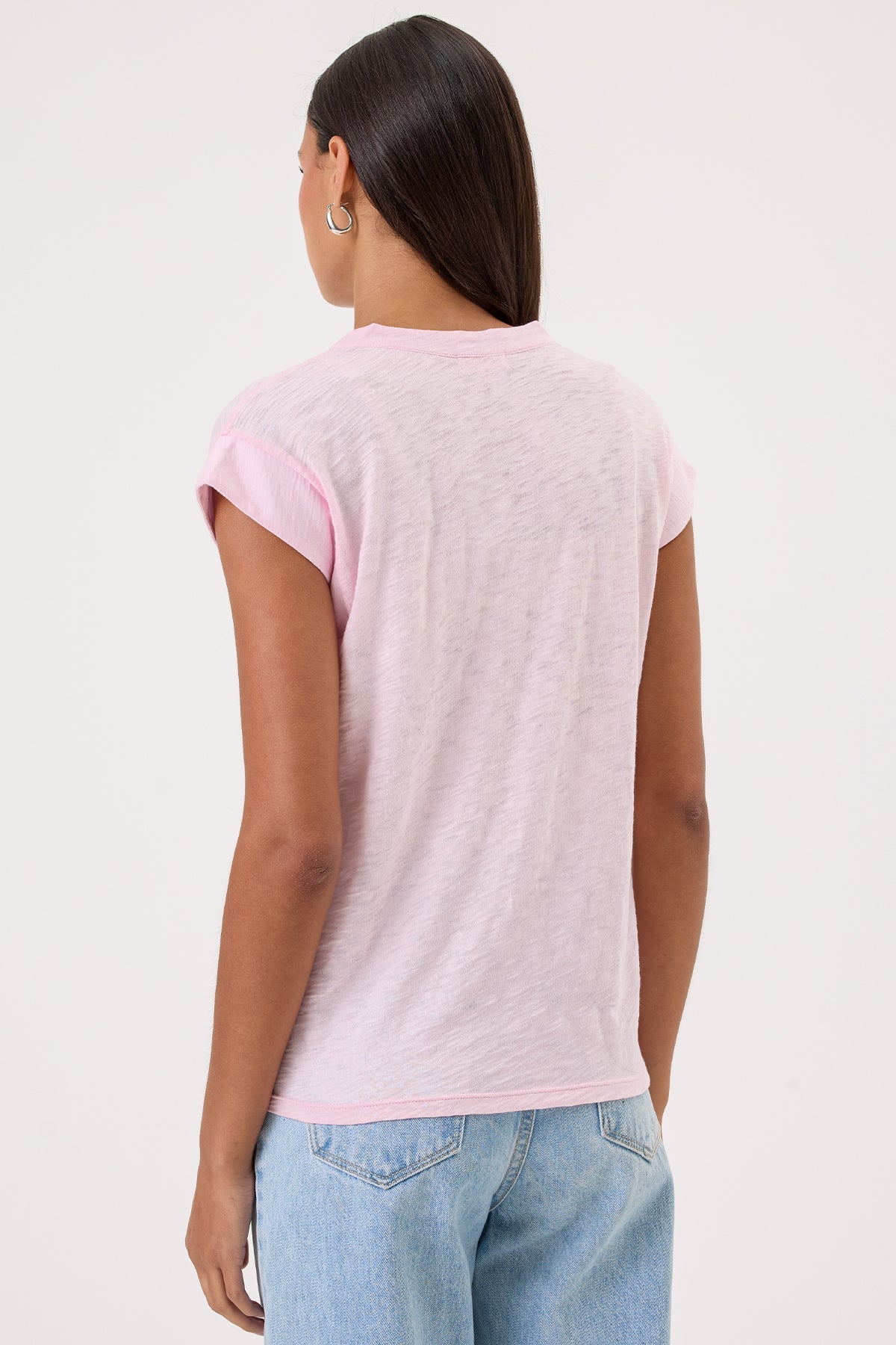 Serenity Cap Sleeve V Neck Tee - Goldie LeWinter #color_cherry blossom - limited edition