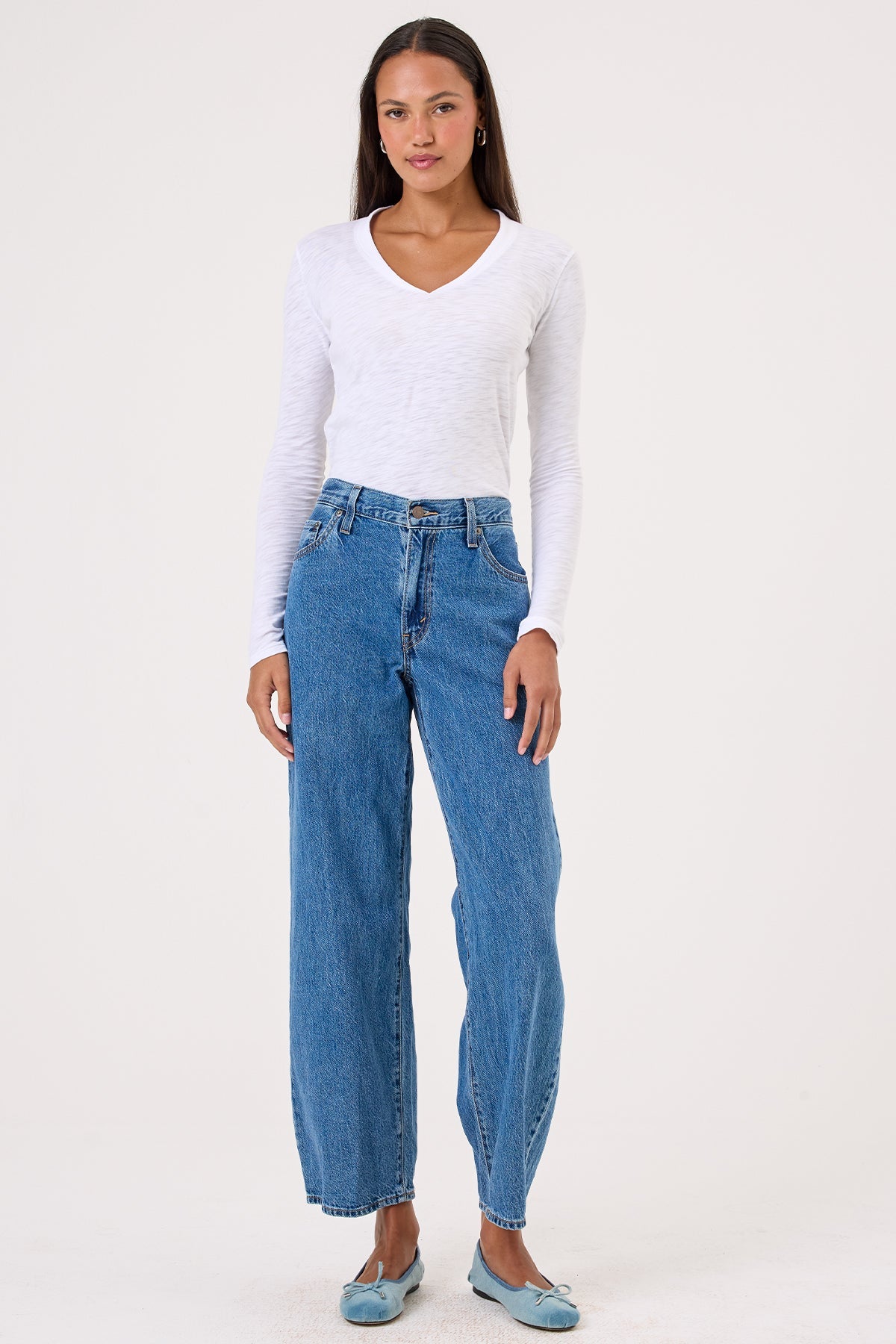 Serenity Long Sleeve V Neck Tee - Goldie LeWinter #color_white