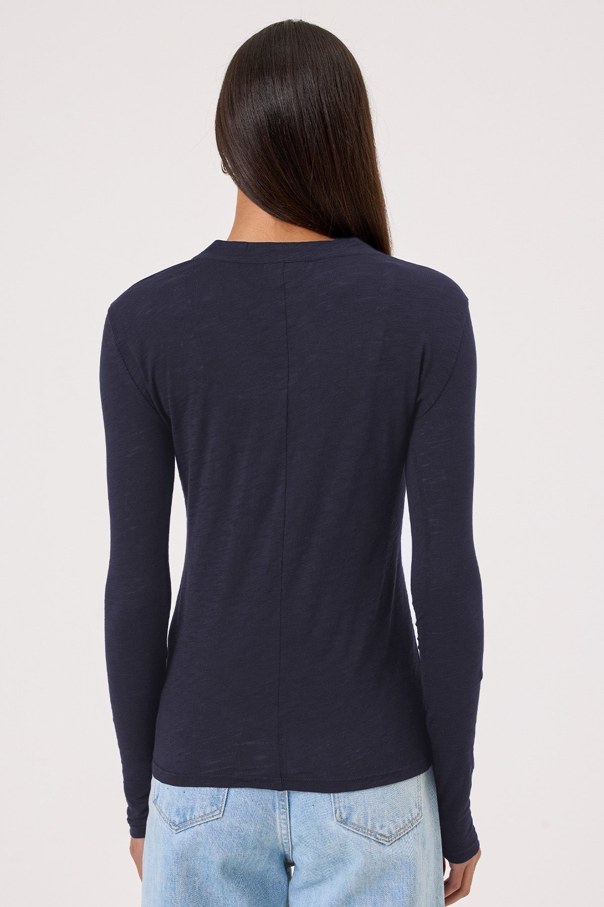 Serenity Long Sleeve V Neck Tee - Goldie LeWinter #color_navy