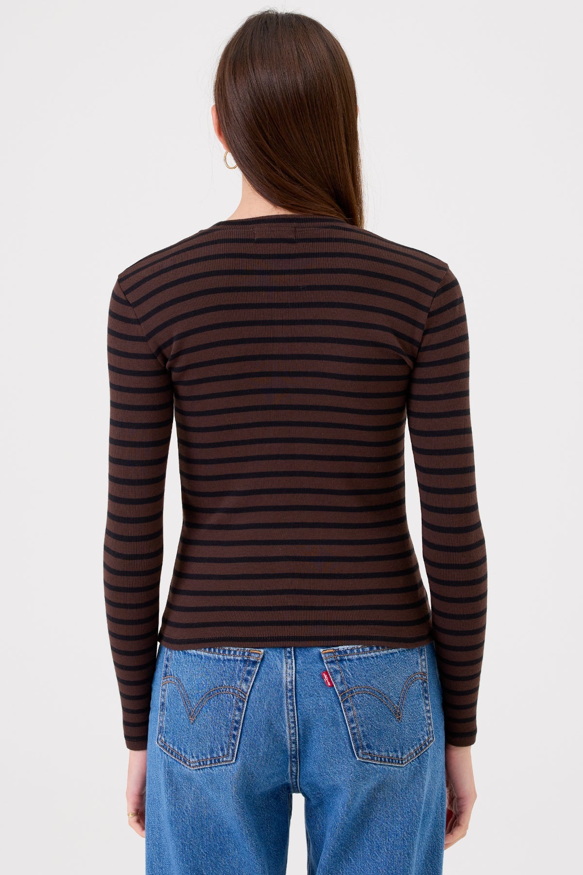 Shadow Stripe Top - Goldie LeWinter #color_coffee / black