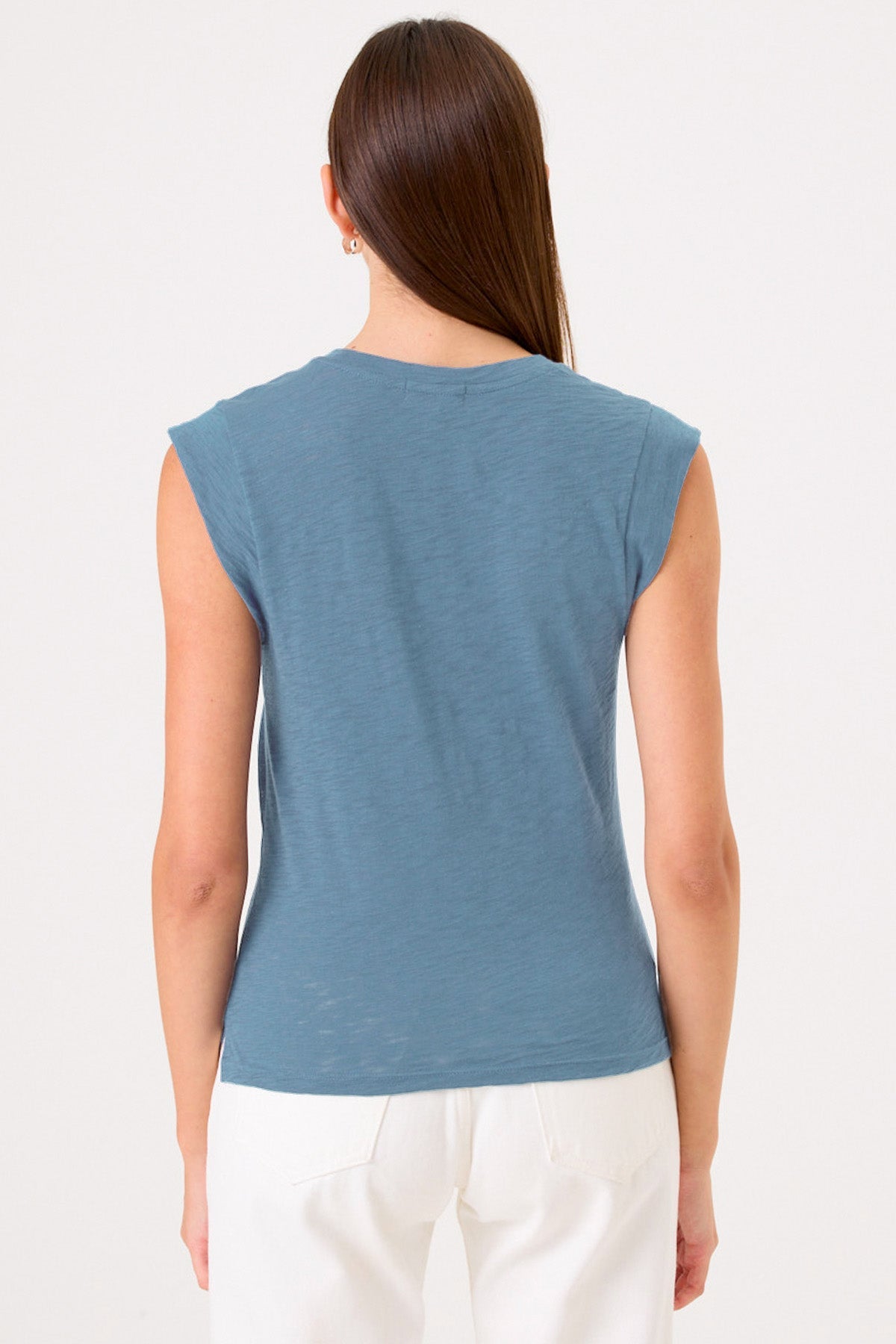 Signature Slub Cap Sleeve Tee - Goldie LeWinter #color_faded denim - limited edition