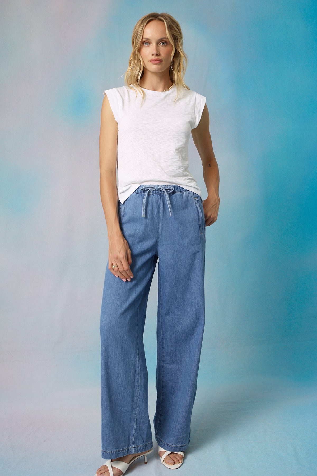 Signature Slub Cap Sleeve Tee - Goldie LeWinter #color_white