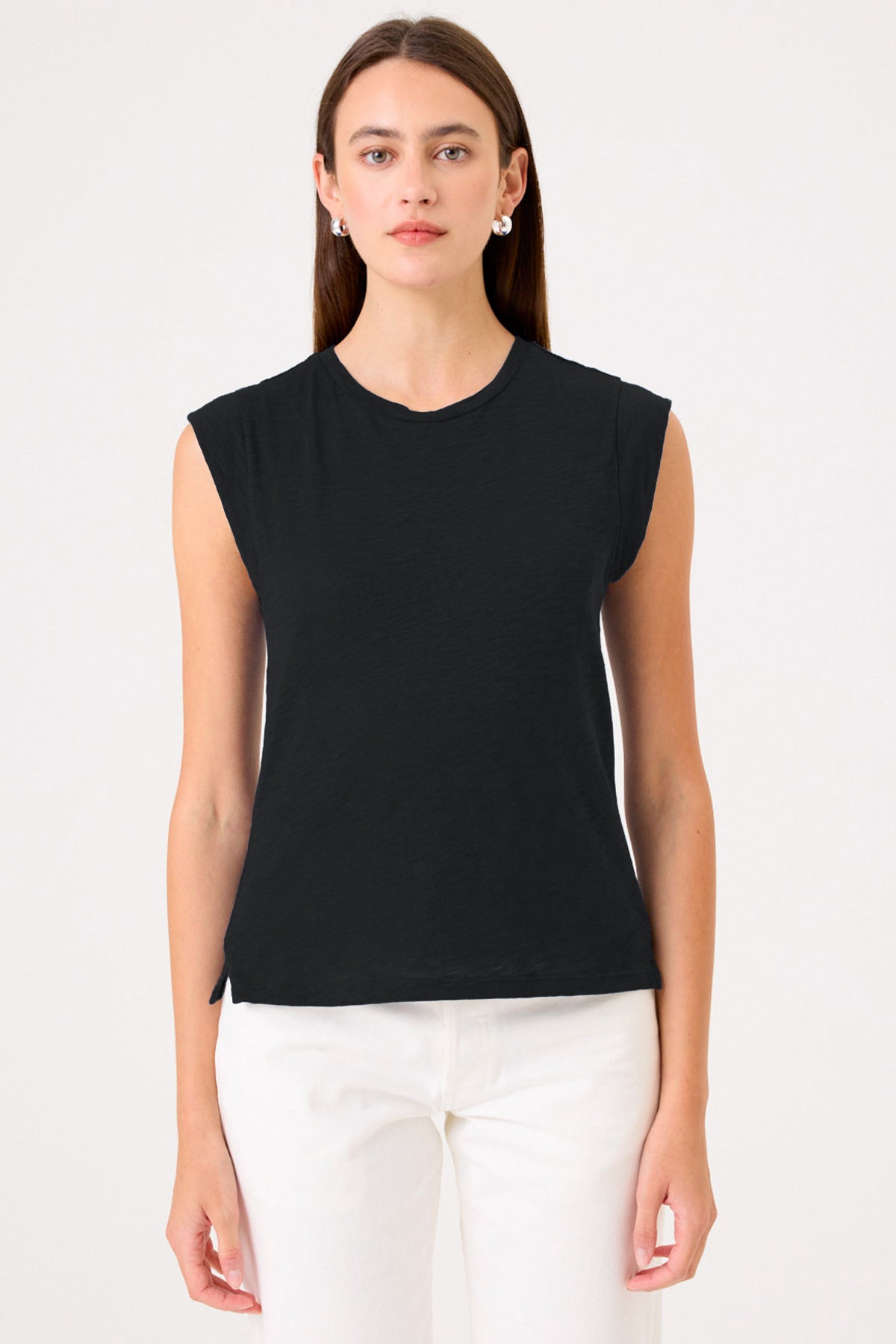 Signature Slub Cap Sleeve Tee - Goldie LeWinter #color_black