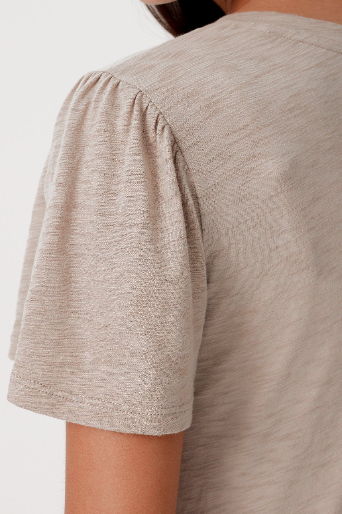 Signature Slub Flutter Sleeve V Neck Tee - Goldie LeWinter #color_string