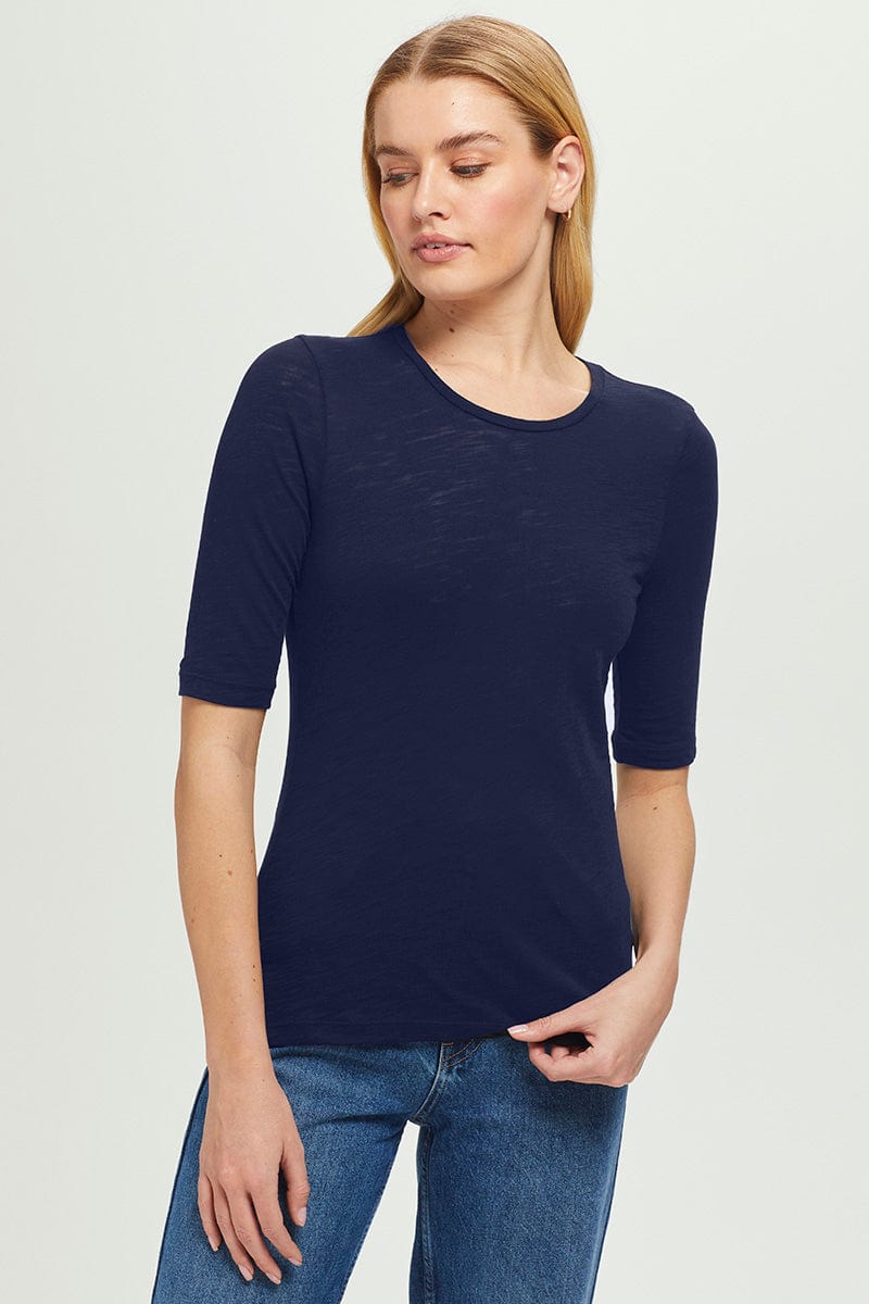 Signature Slub Half Sleeve Tee - Goldie LeWinter #color_navy