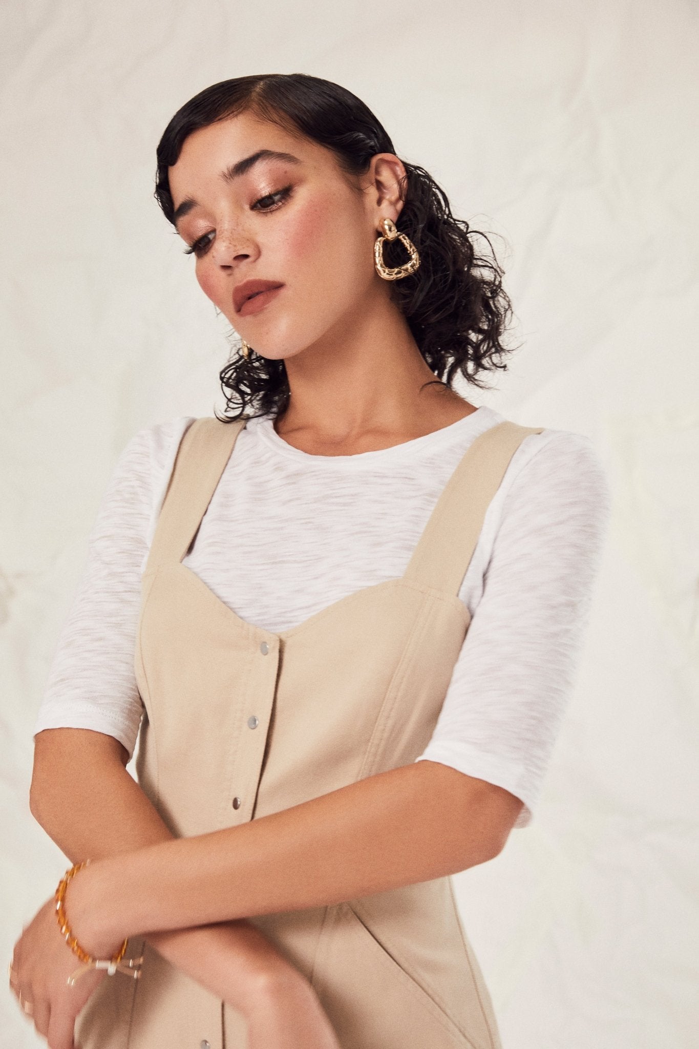 Signature Slub Half Sleeve Tee - Goldie LeWinter #color_white